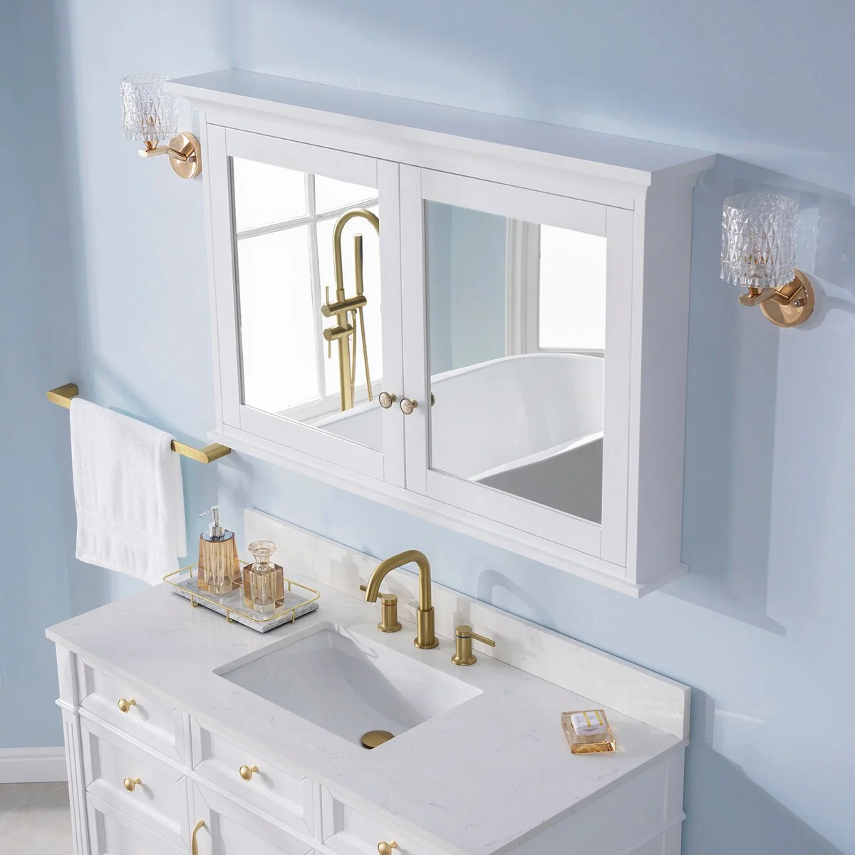 30''H Surface Mount Solid Wood Framed Medicine Cabinet With Mirror And Wooden Shelves