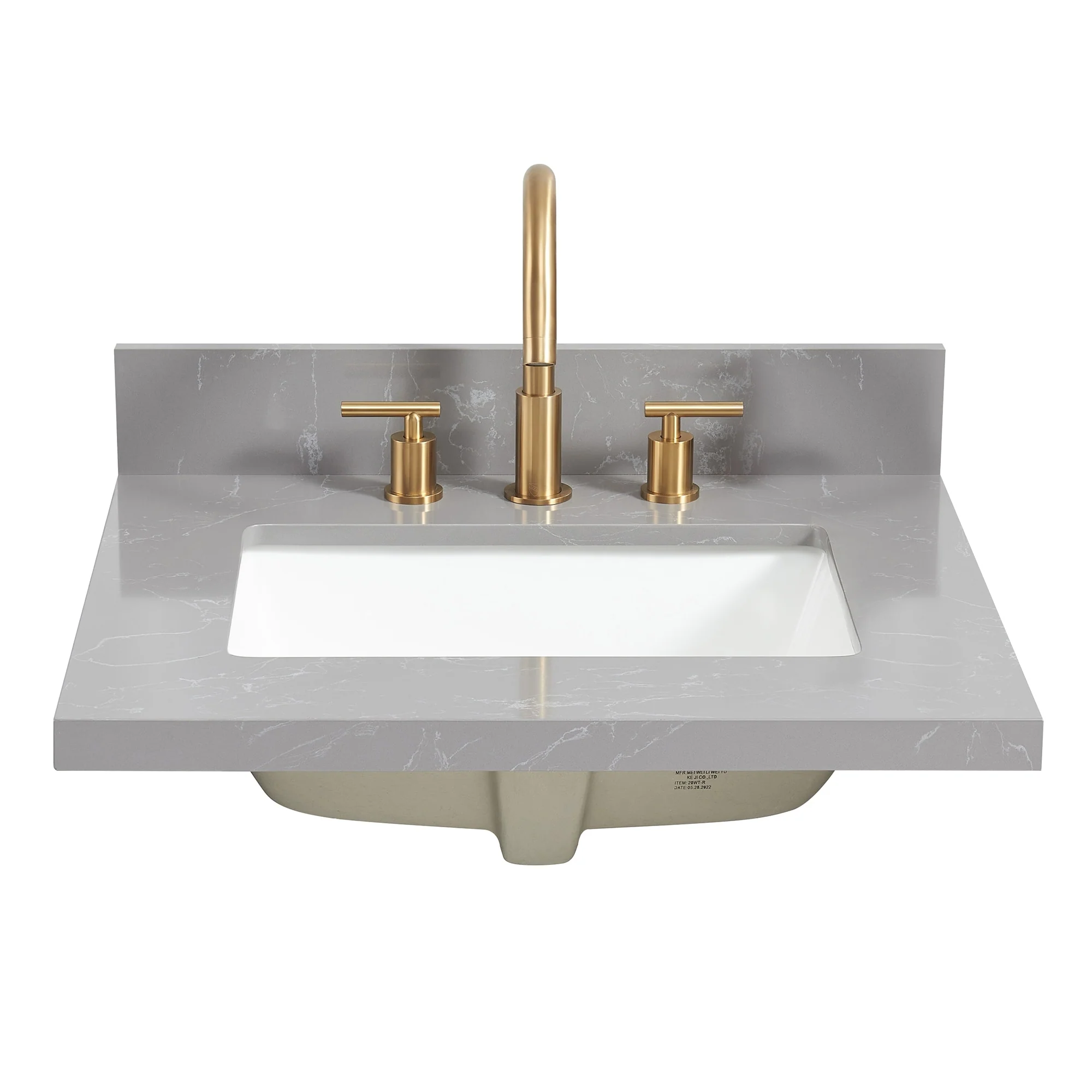 Jaen Composite Stone Vanity Top with White Rectangular Sink