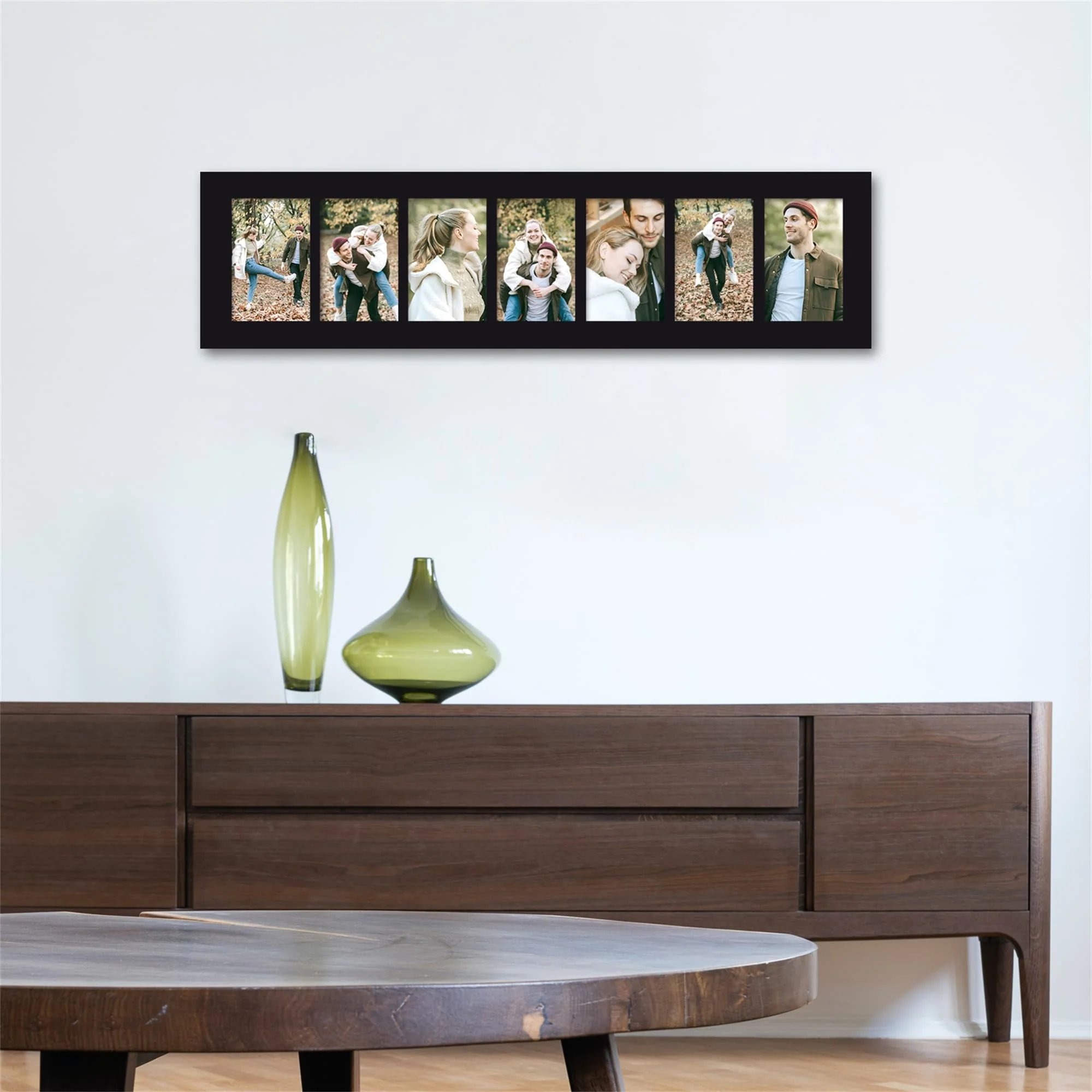 Adeco Black Wood Hanging Divided 4 x 6-inch Photo Frame