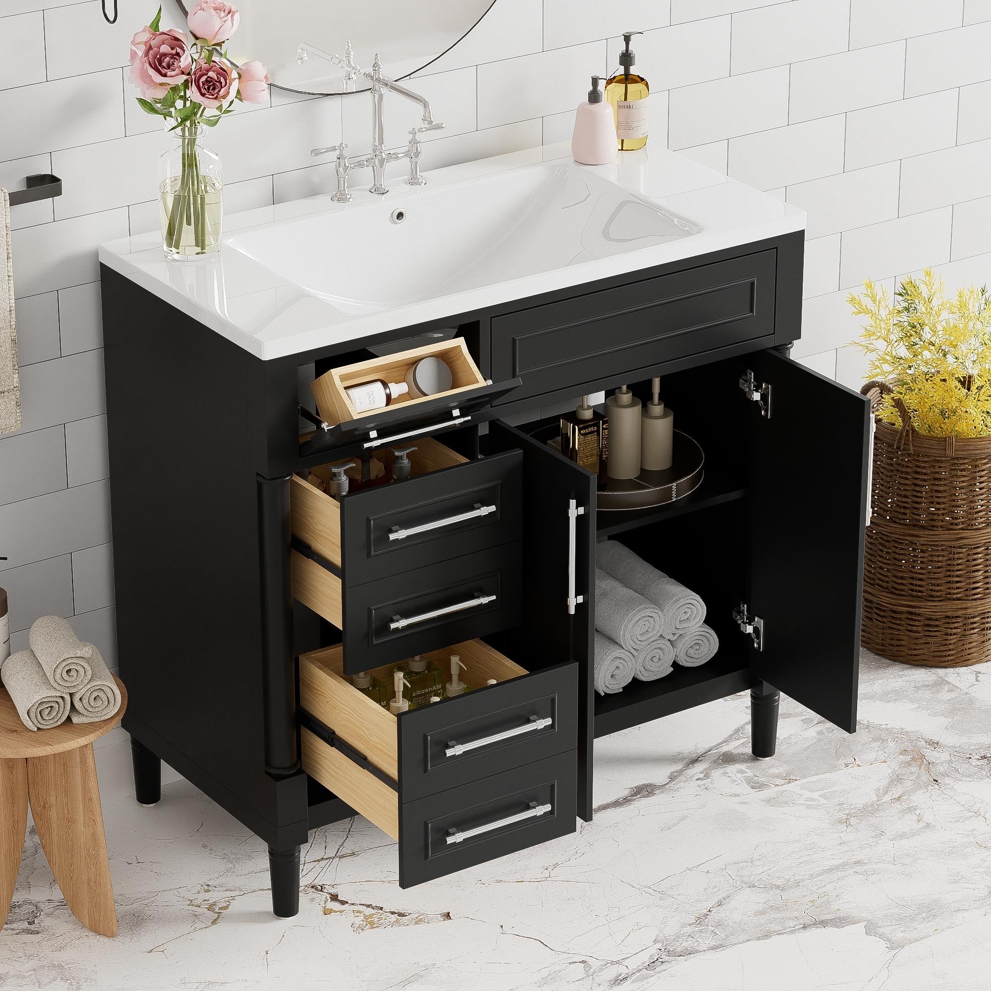 36'' Bathroom Vanity with Top Resin Sink