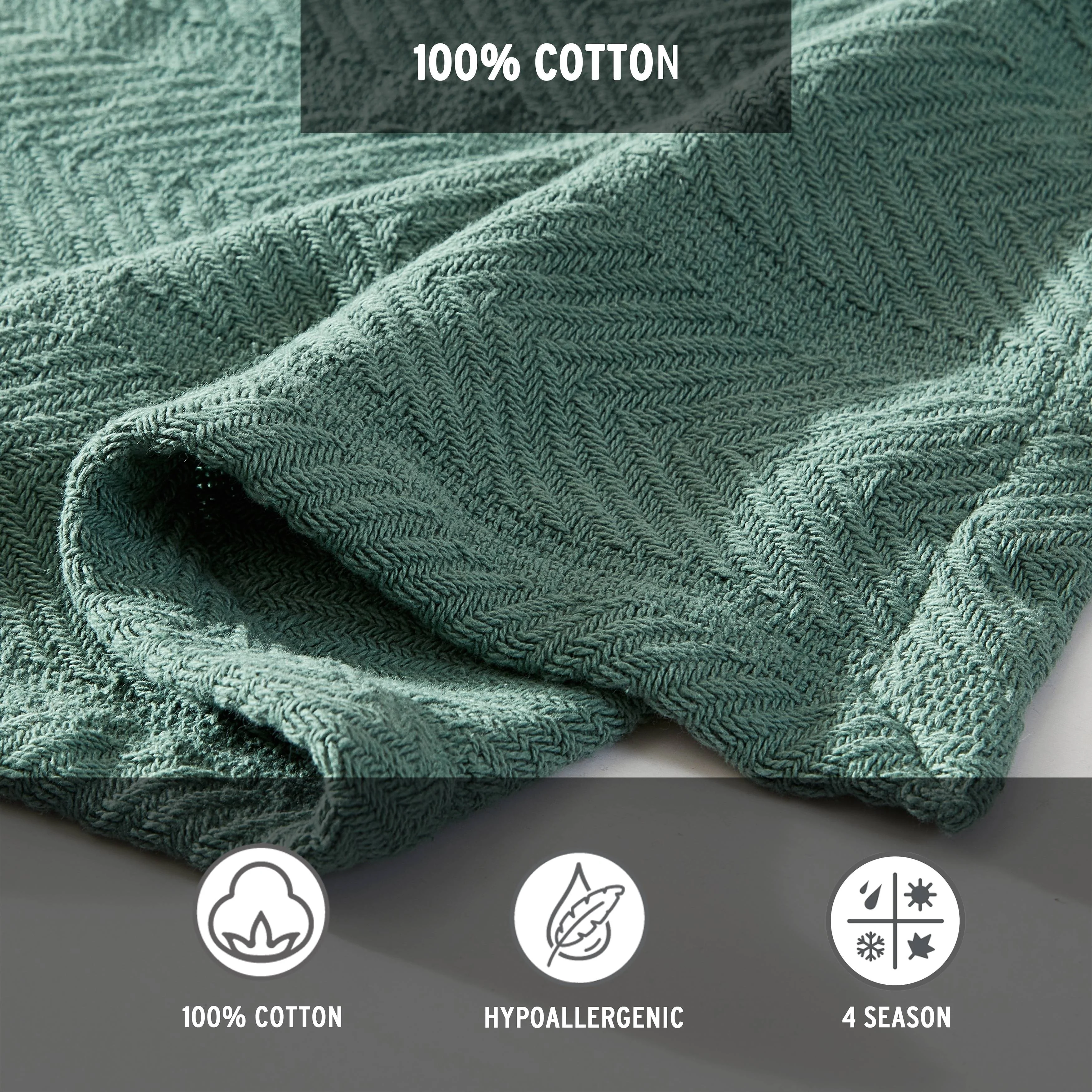 Eddie Bauer Herringbone Cotton Reversible Blanket