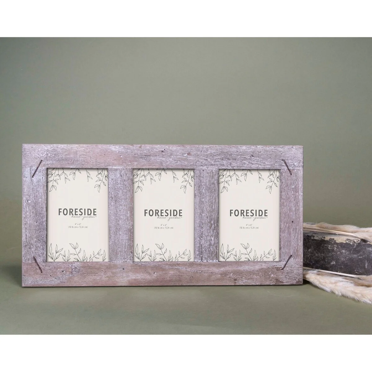 Foreside Home & Garden 4 x 6 inch Decorative Distressed Wood Picture Frame with Nail Accents - Holds 3 4x6 Photos