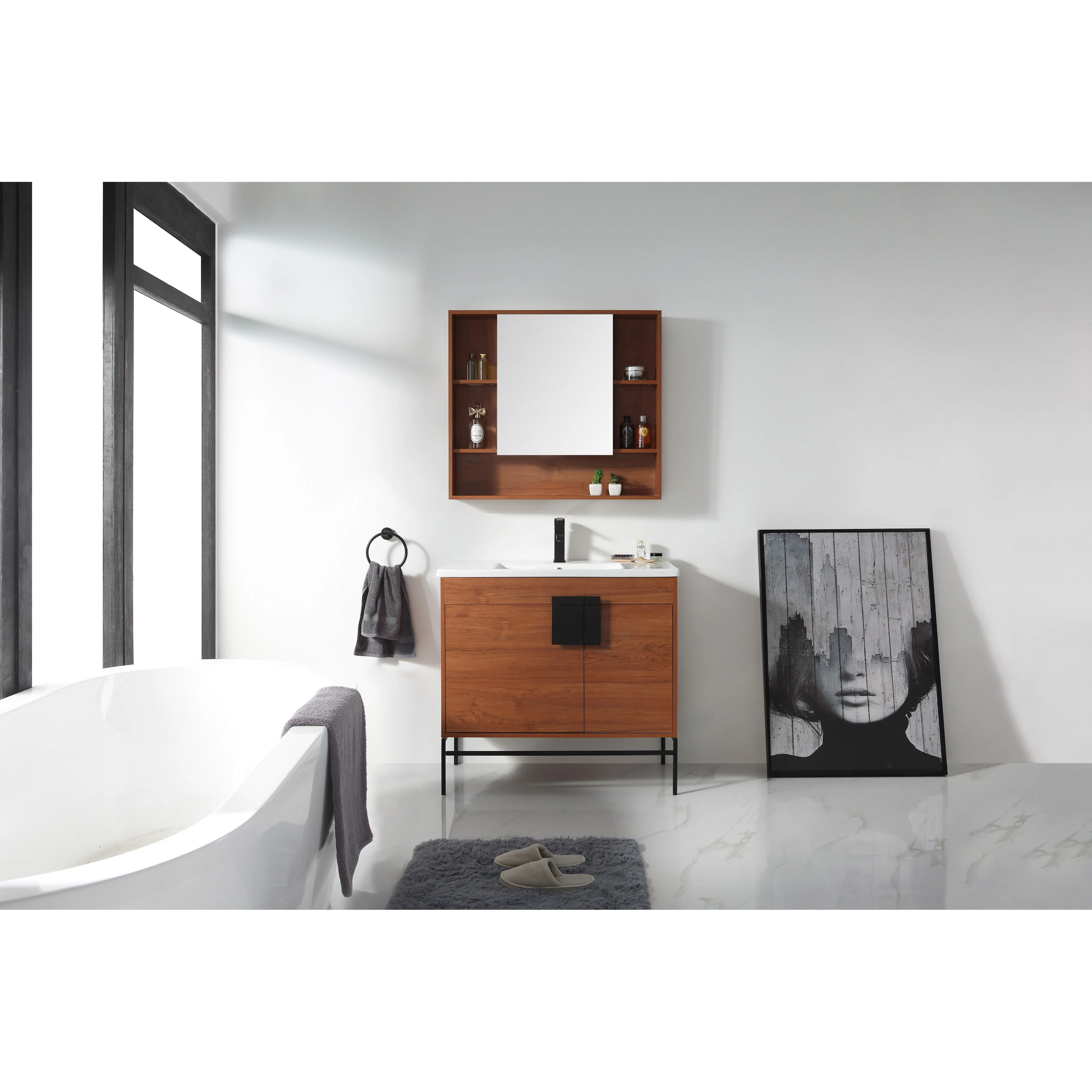 24-inch Modern Bathroom Vanity Set w/ Vitreous China Sink Top