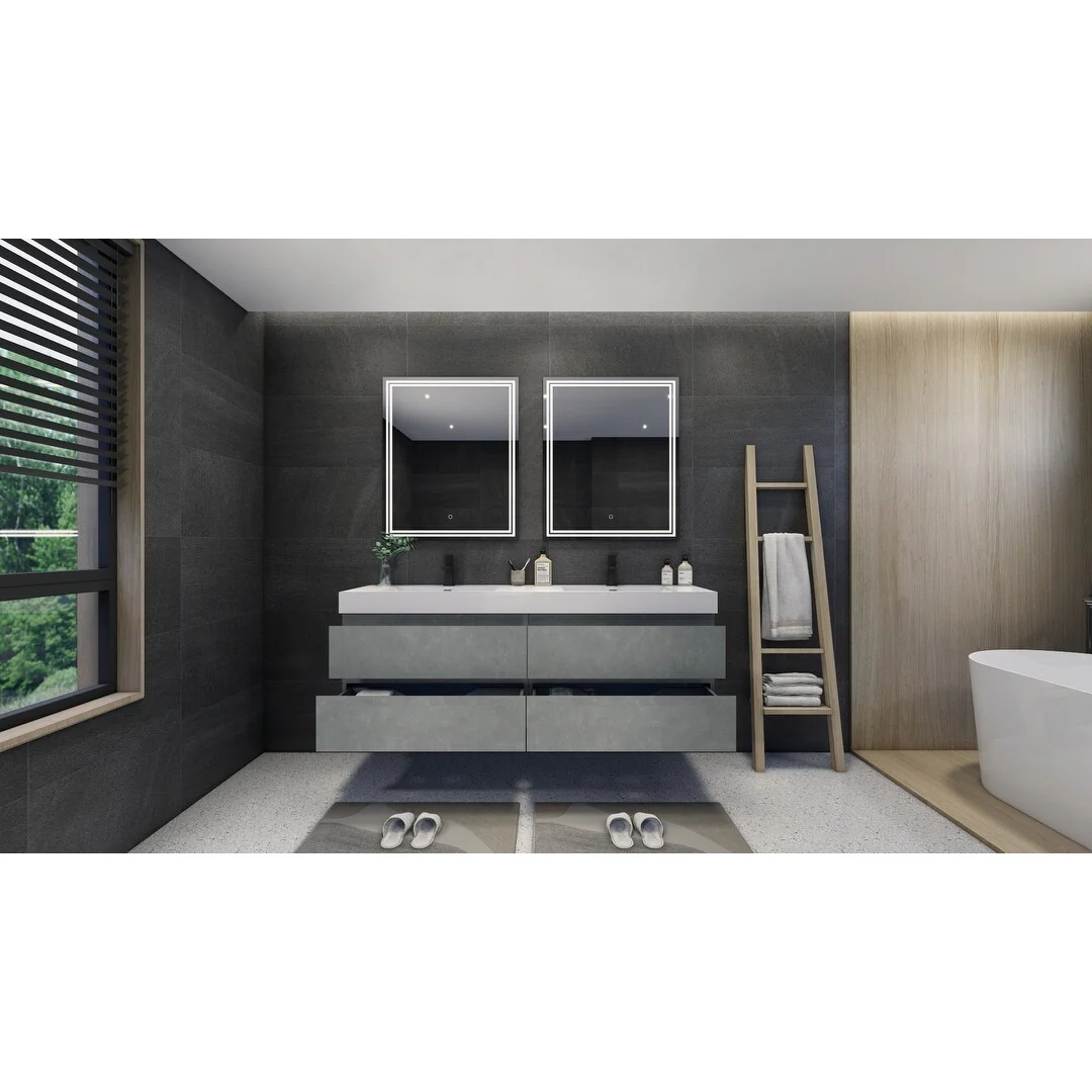 Baillie 72'' Wall-Mounted Vanity with Double Reinforced Acrylic Sink