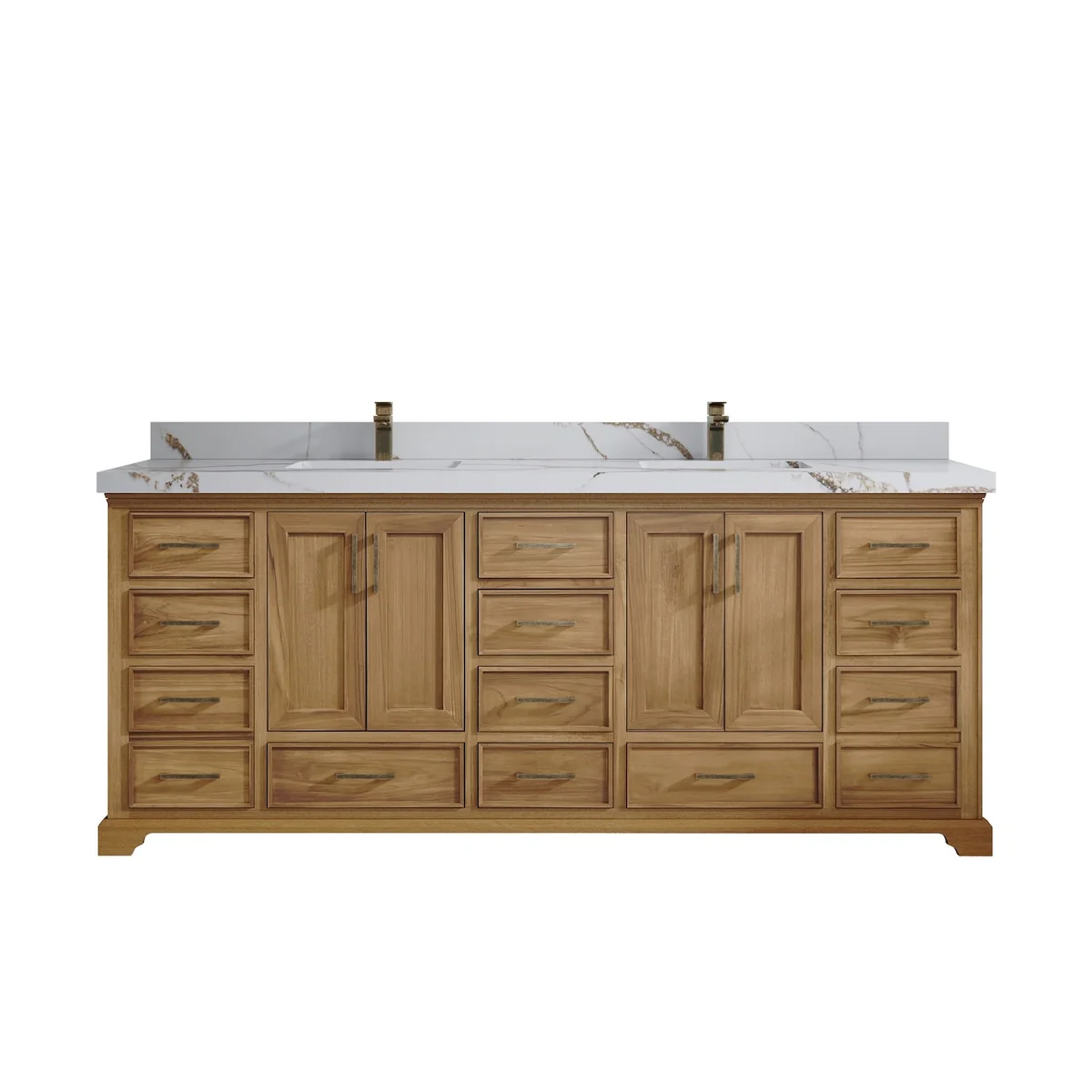Willow Collections 84 in. W x 22 in. D Charlotte Teak Double Sink Bathroom Solid Teak Vanity with Countertop