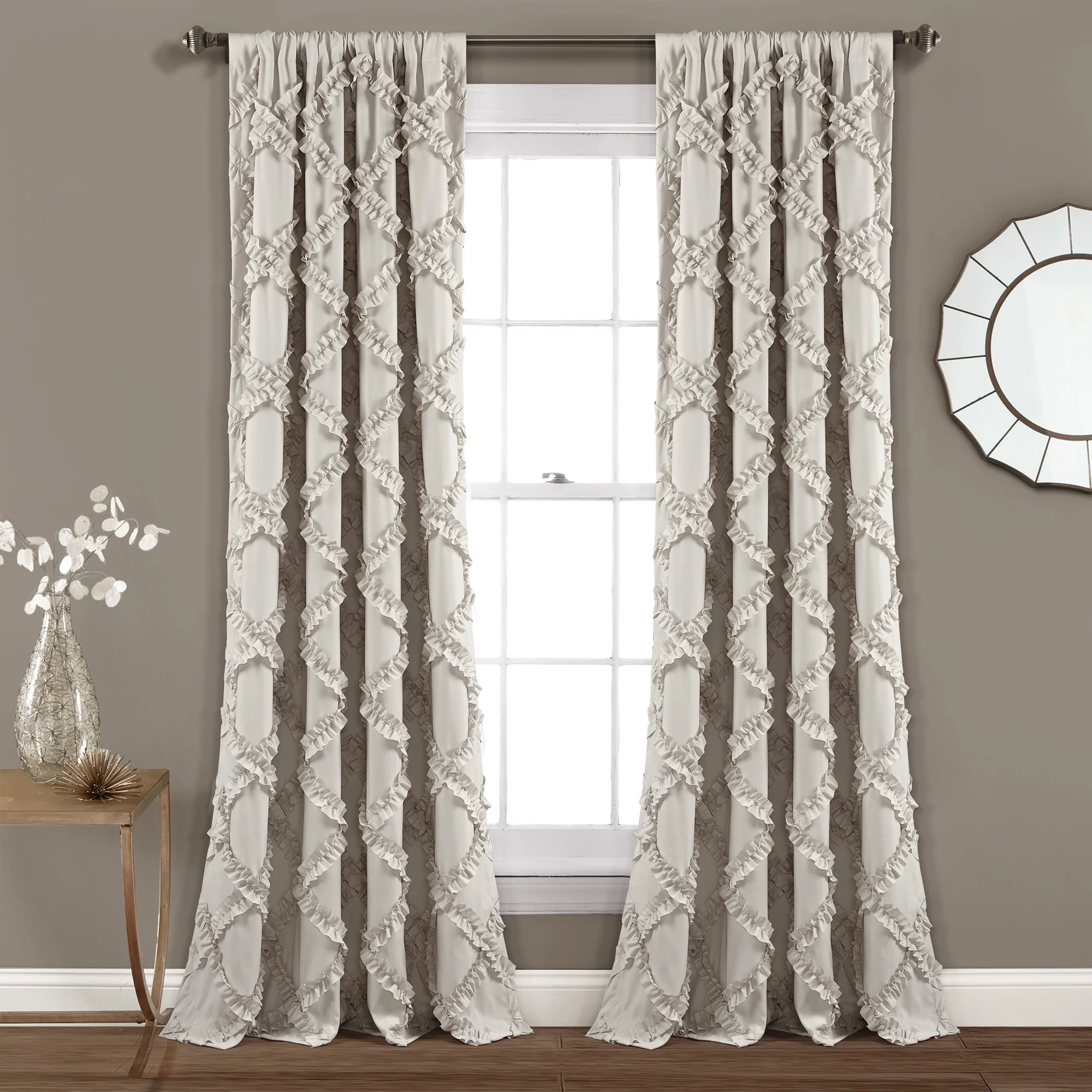 Lush Decor Ruffle Diamond Curtain Panel Pair