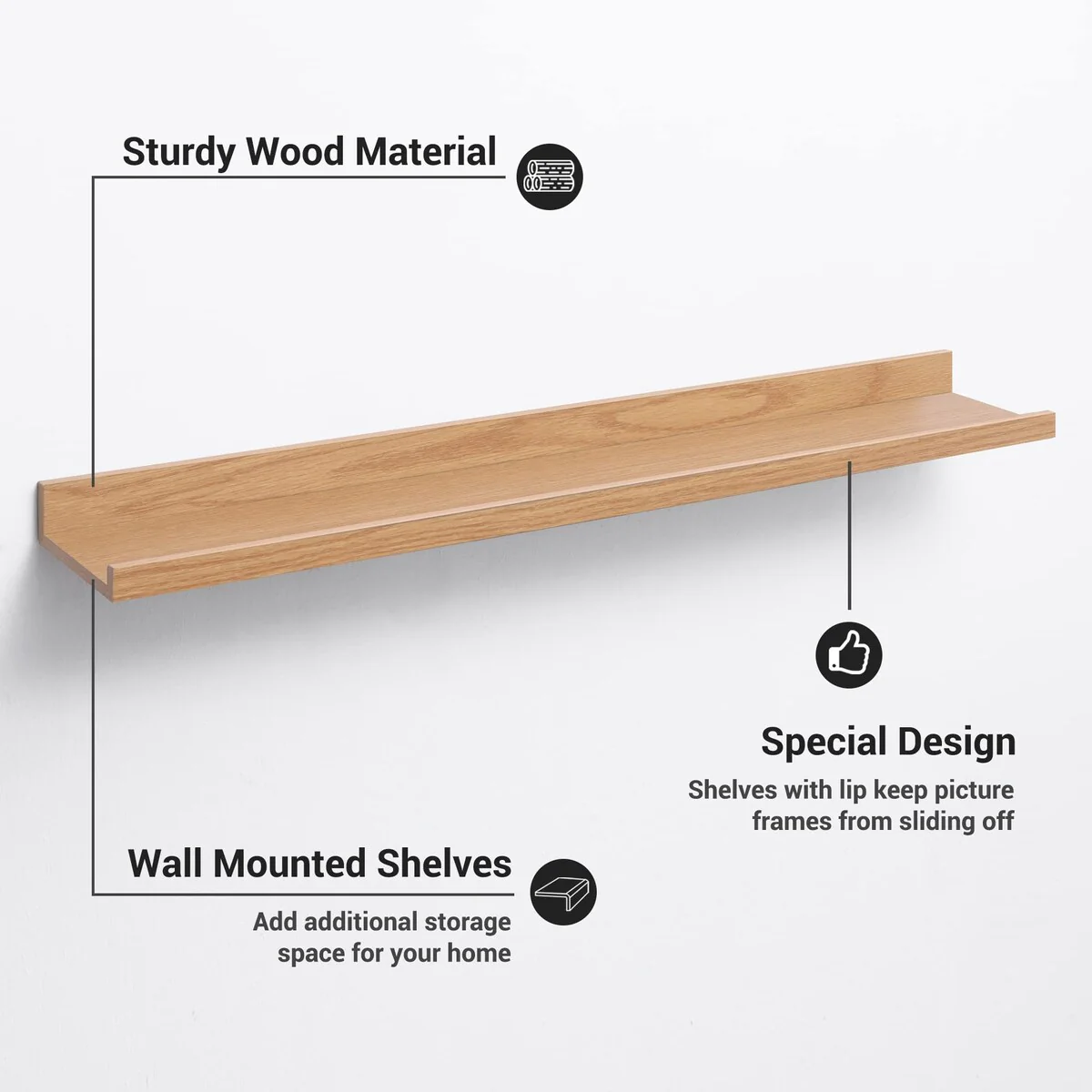 Picture Ledge Shelf, Floating Shelves Wall Mounted Set of 3