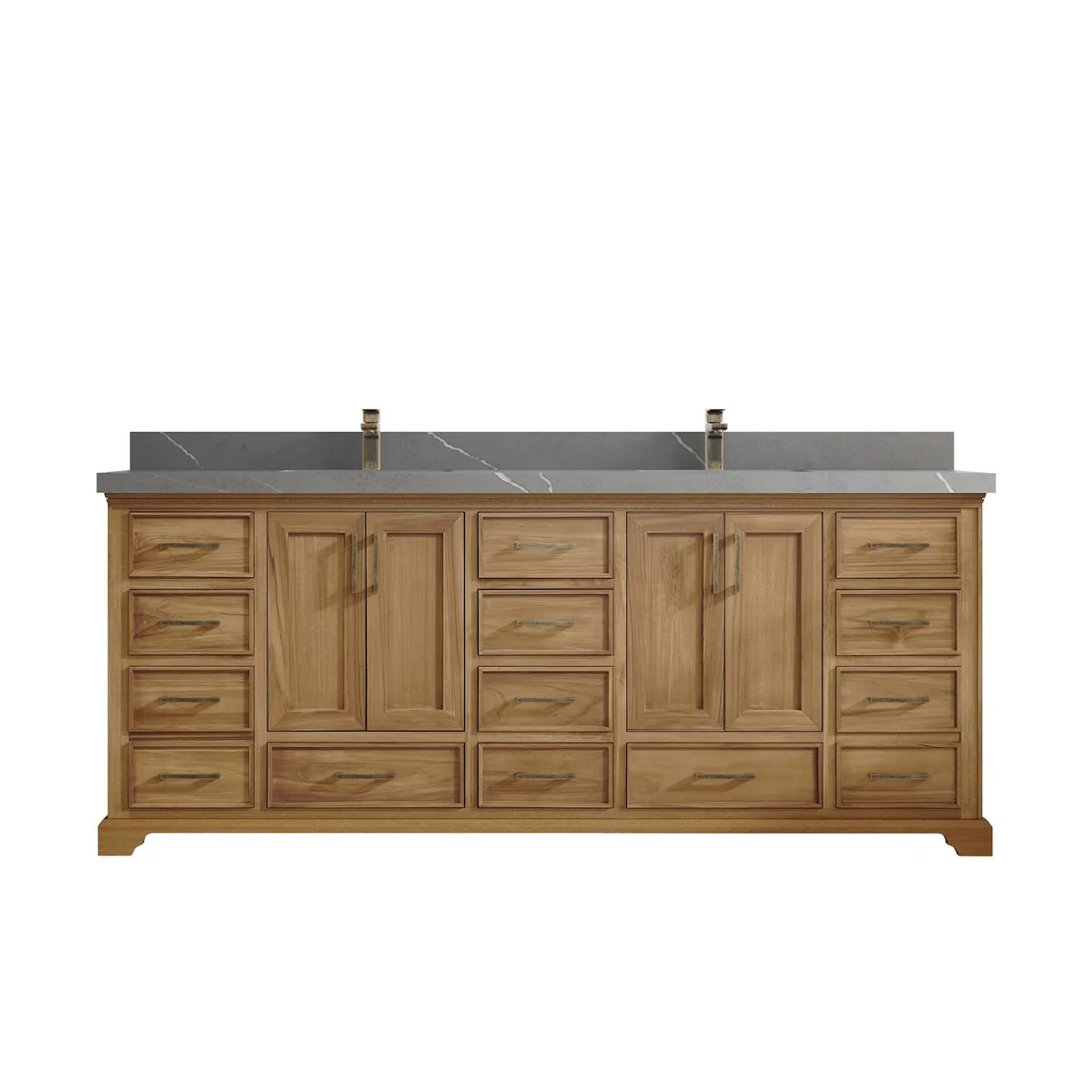 Willow Collections 84 in. W x 22 in. D Charlotte Teak Double Sink Bathroom Solid Teak Vanity with Countertop