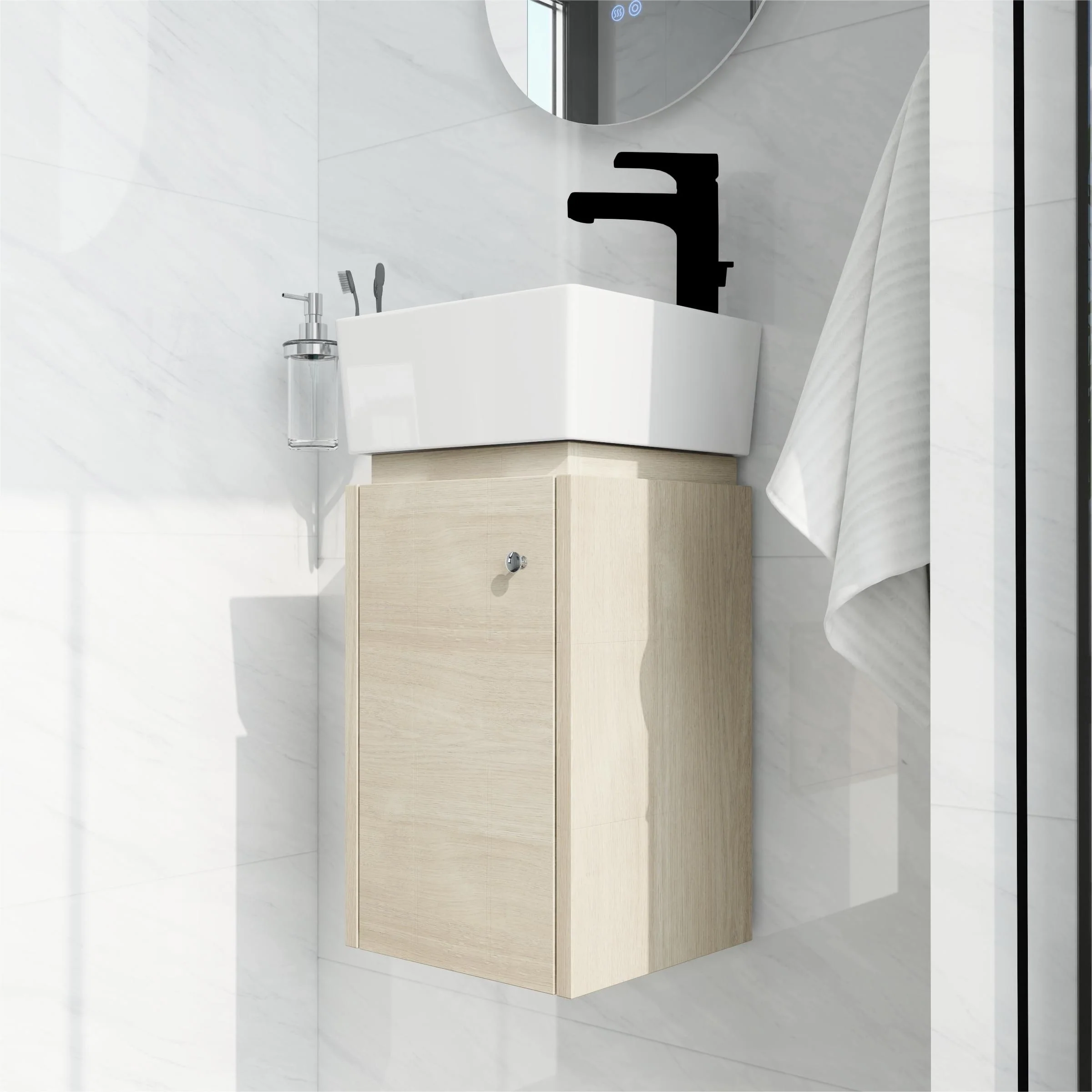 Bathroom Vanity With Sink In 12 Inch, Floating Bathroom Vanity With Soft Close Door