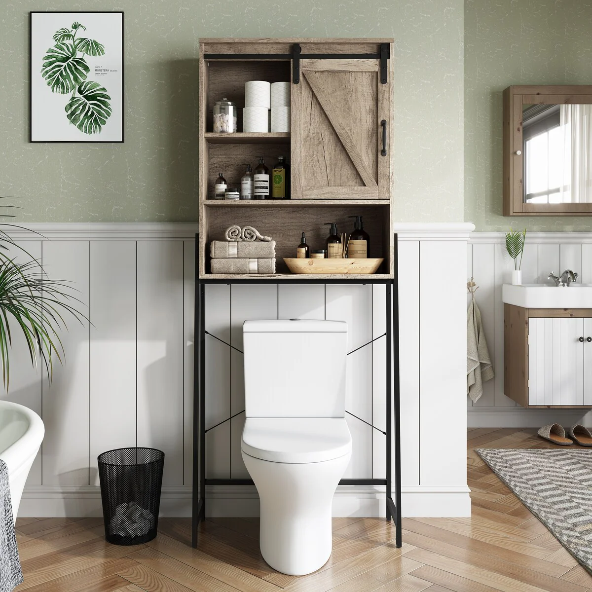 Over-The-Toilet Storage Cabinet Bathroom Organizer with Adjustable Shelf