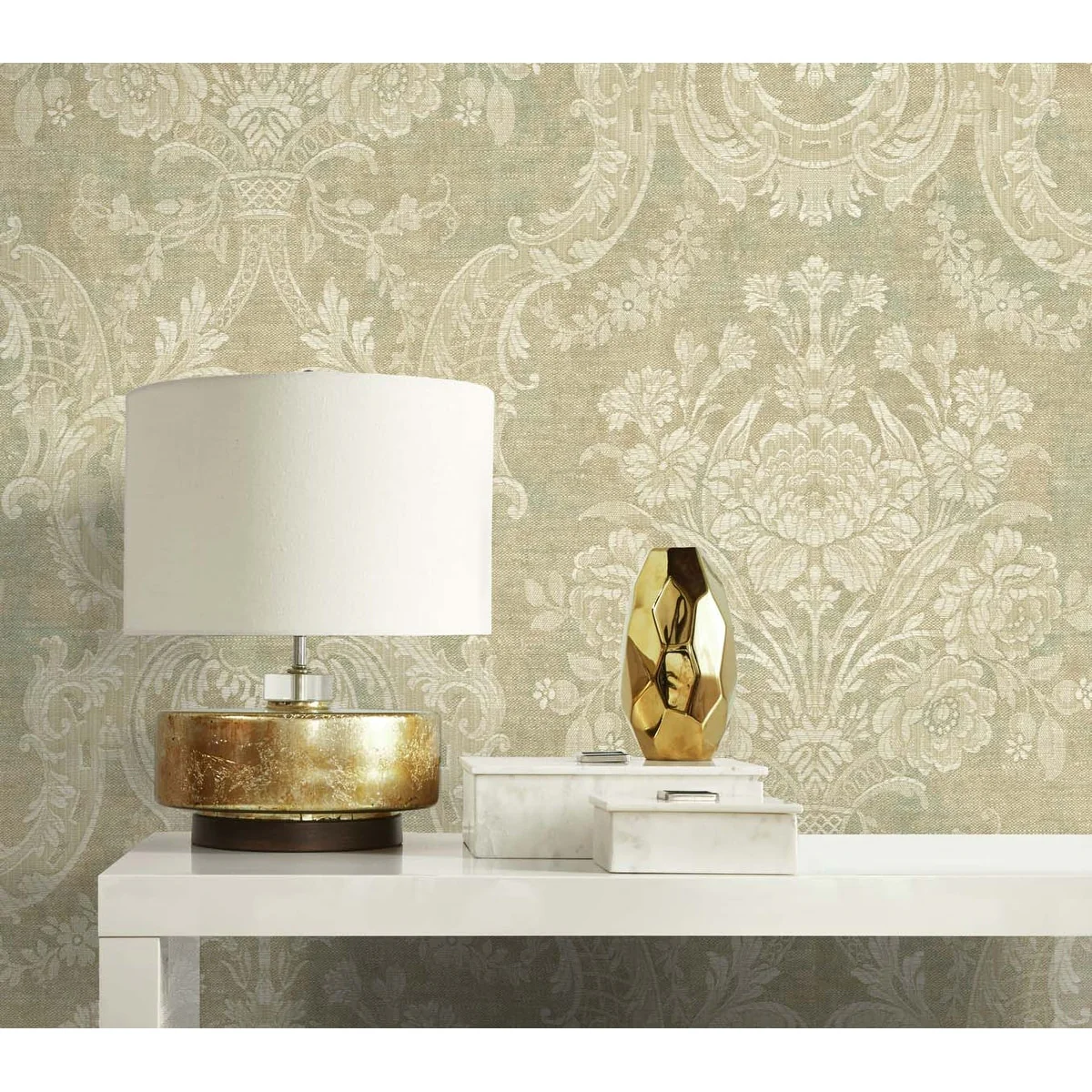 Seabrook Designs Elena Damask Unpasted Wallpaper