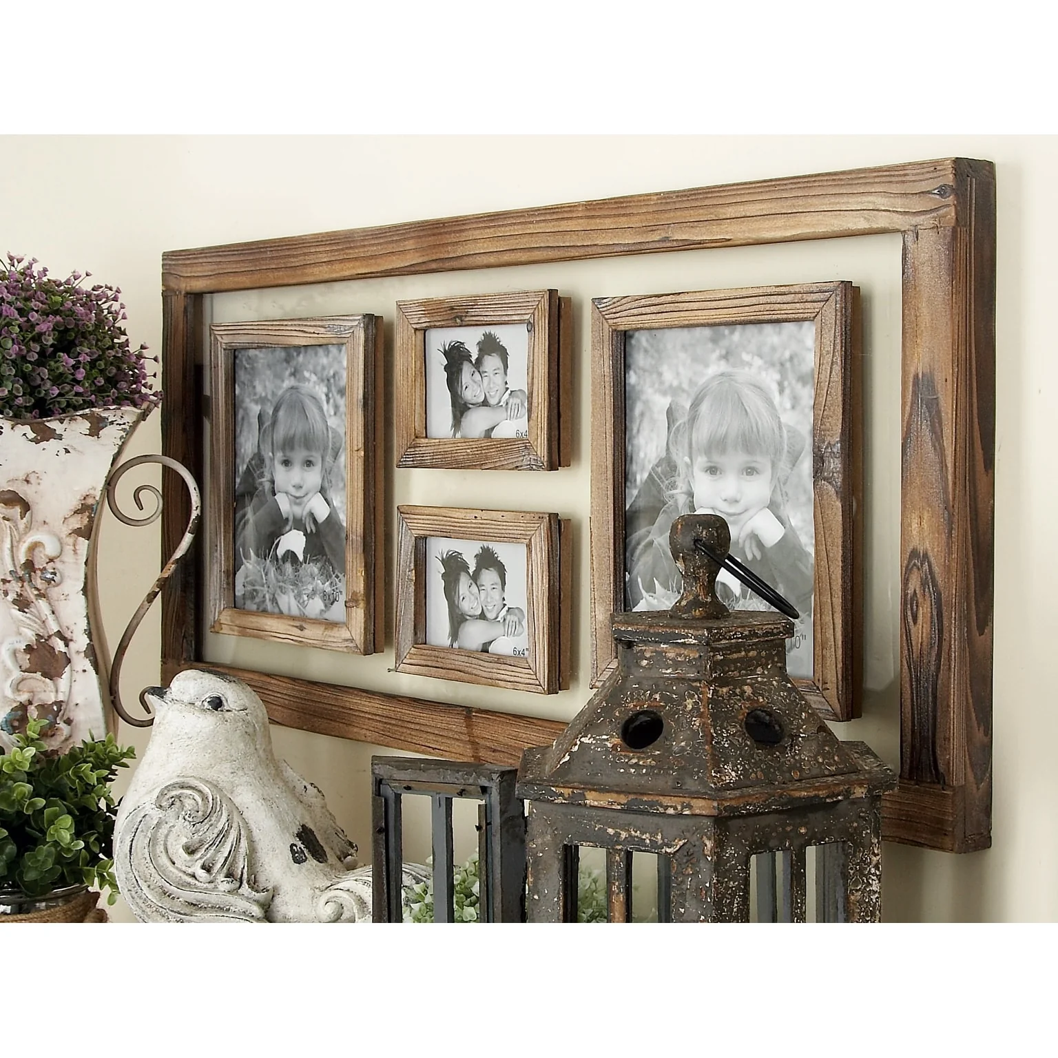 Brown Wood 37-inch x 17-inch Stylish Wall Photo Frame