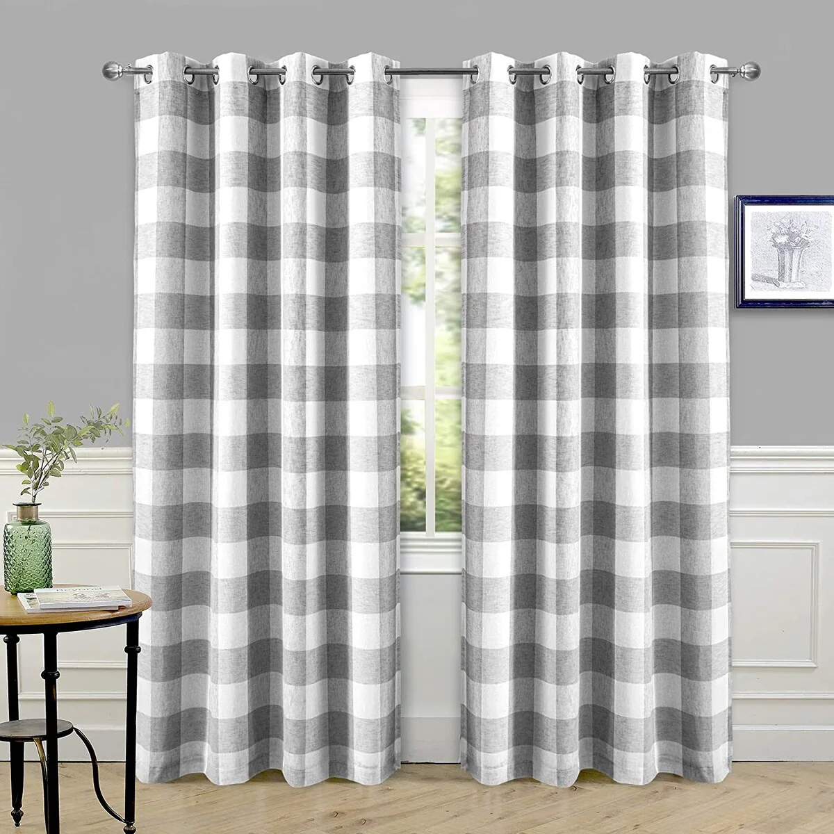 DriftAway Buffalo Check Woven Plaid Pattern Lined Blackout Thermal Insulated Window Curtain