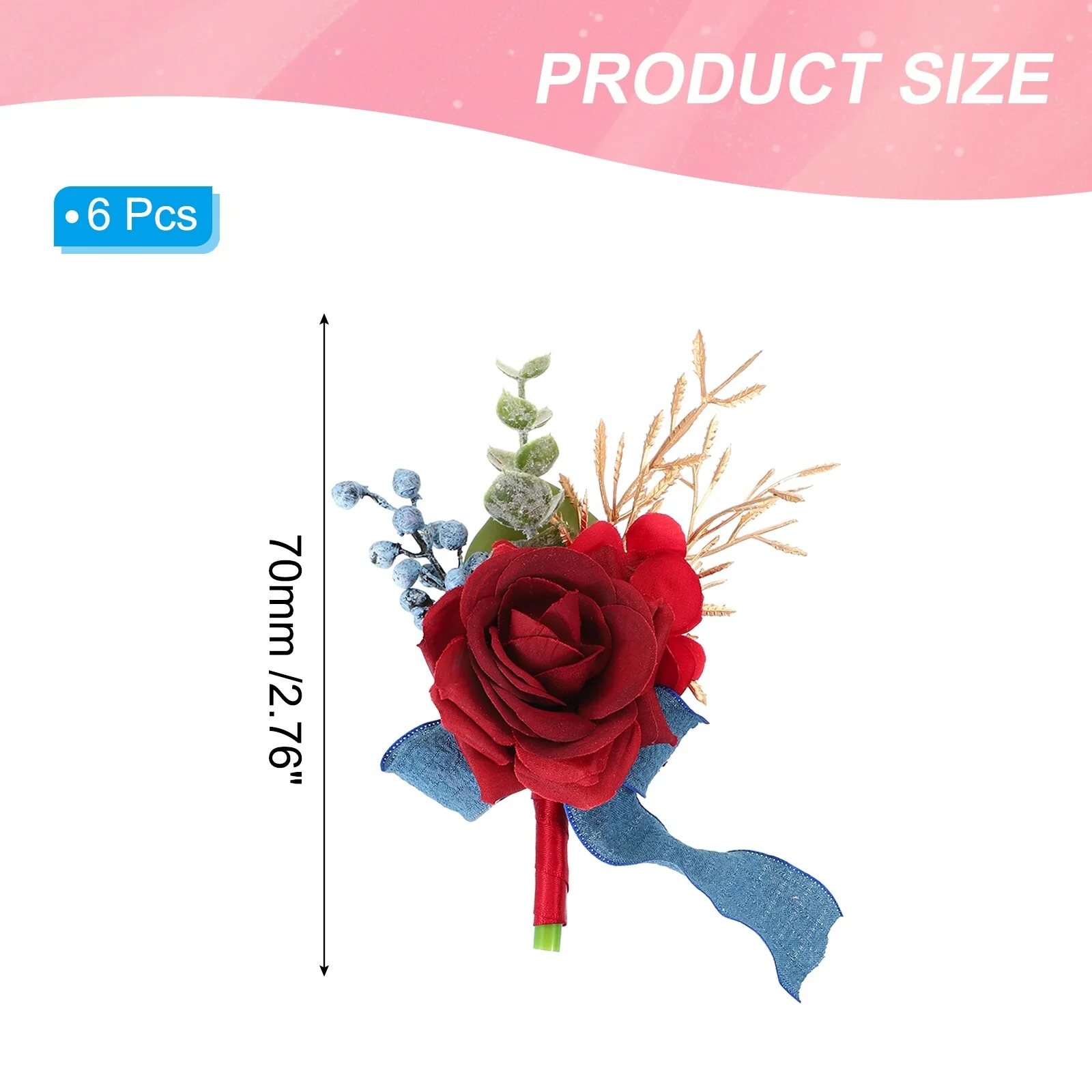 Rose Corsage for Groom Bride Groomsmen Wedding Party - 2.05 x 2.56 x 2.76 inches
