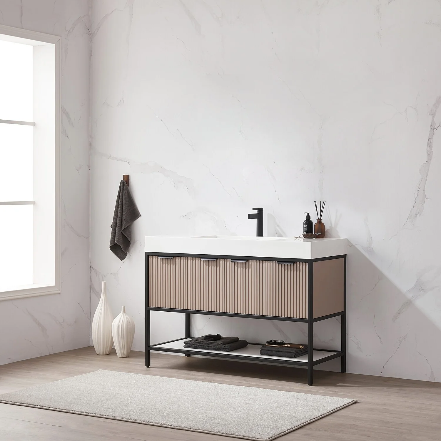 Marcilla 48 in. Single Sink Bath Vanity with Stone Sink Top