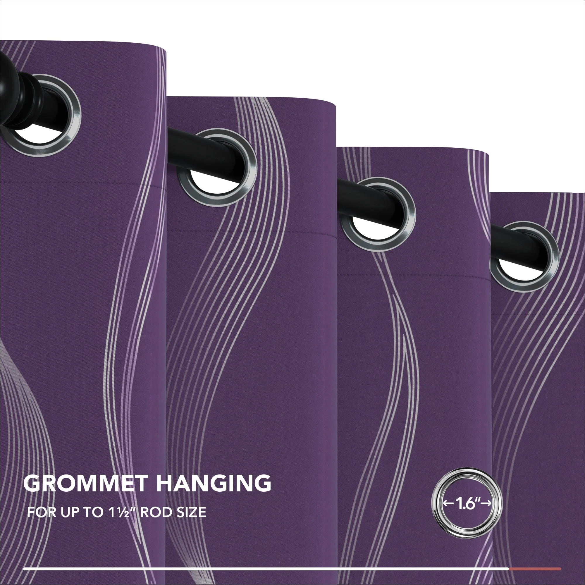 Deconovo Silver Wave 52 Width Curtain Panel Pair (2 Panel)