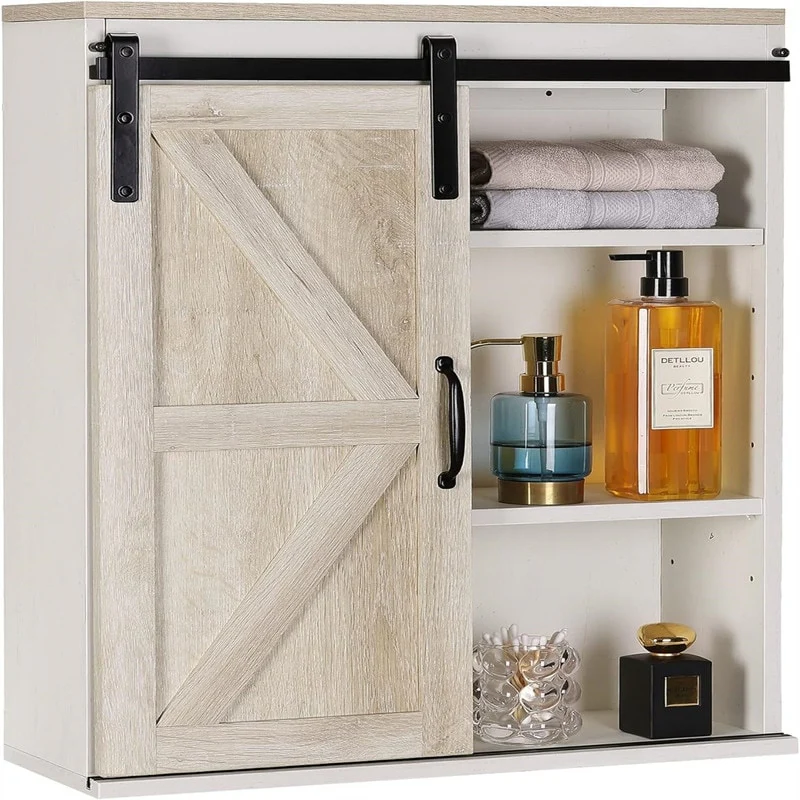 Wood Wall Storage Bathroom Cabinet - 21.7