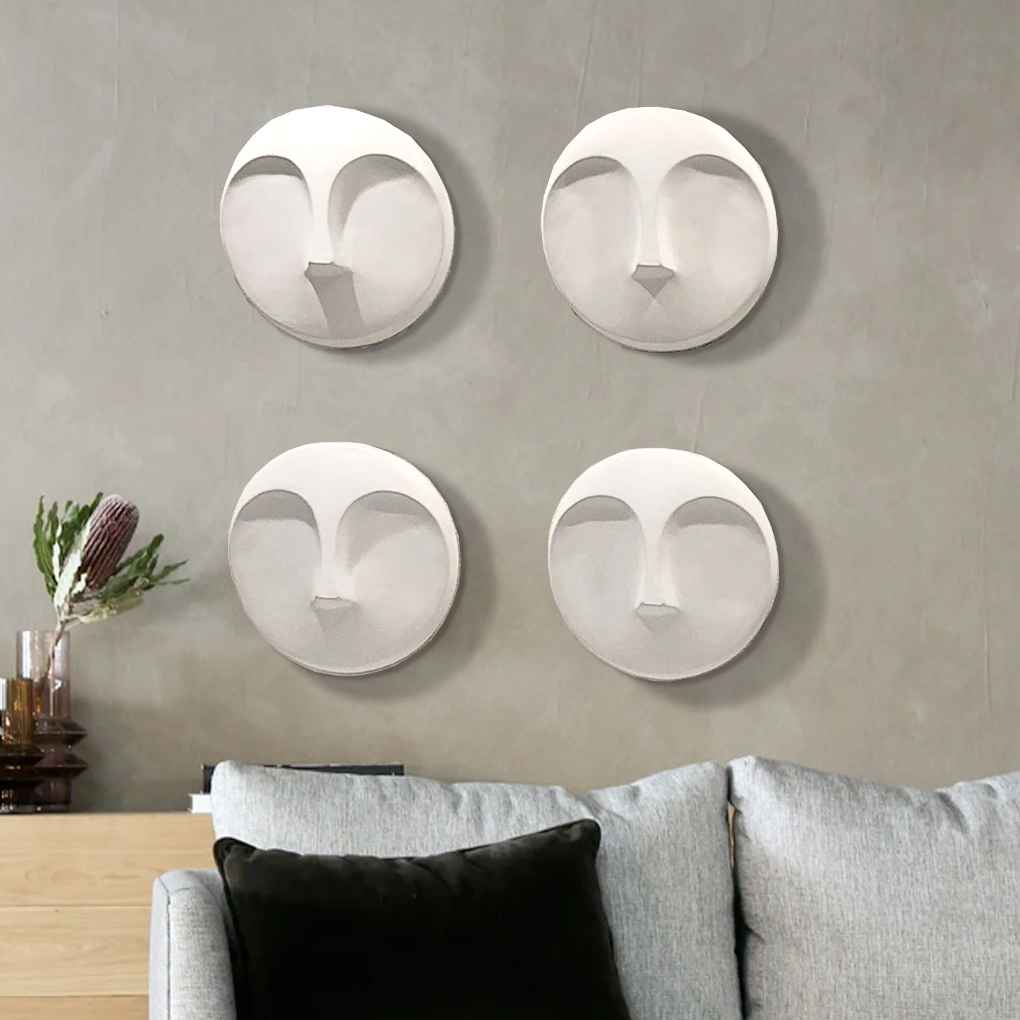 Allan Andrews Matte White Round Face Wall Sculpture