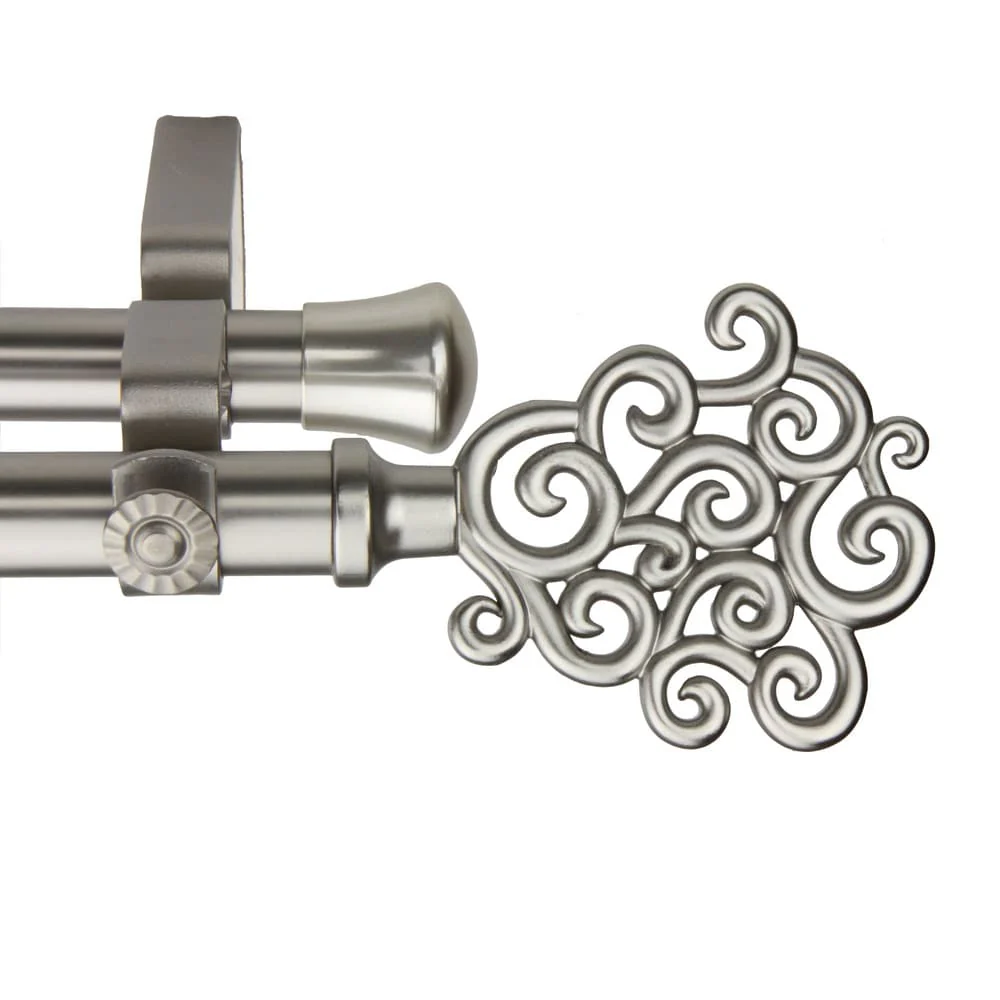 InStyleDesign Cloud Adjustable Satin Nickel Double Curtain Rod