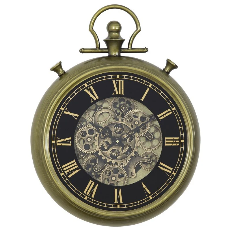 Simple Pocket Watch Gear Clock with Open Moving Gears