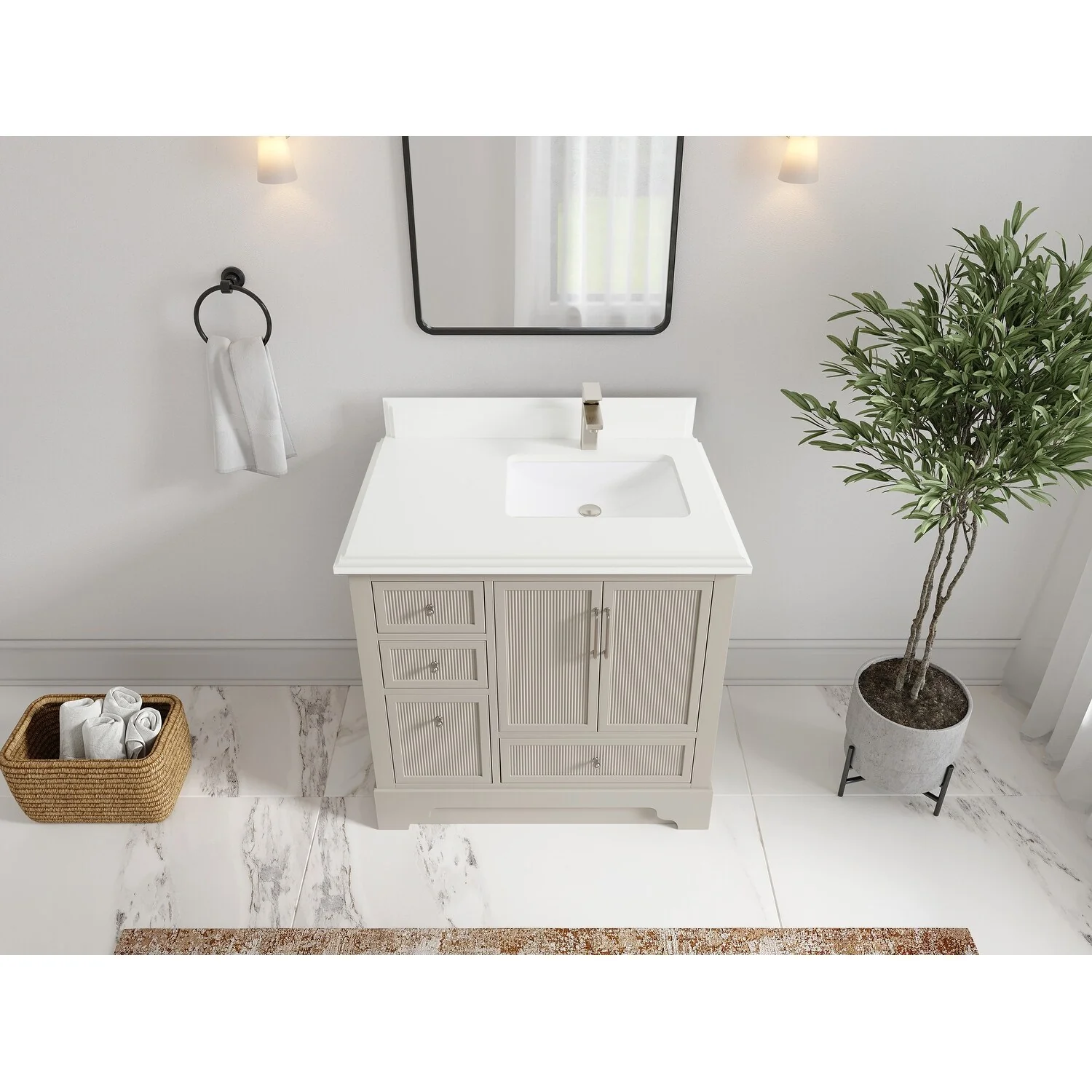 Willow Collections 36 in. W x 22 in. D Alys Right Offset Sink Bathroom Vanity with Countertop
