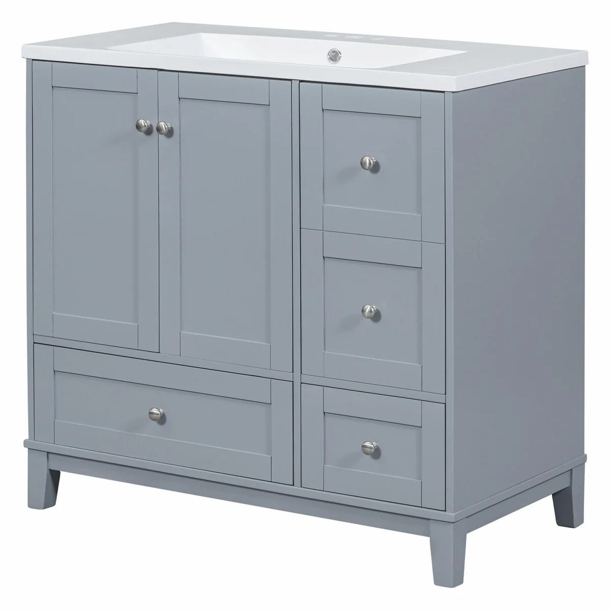 Modern 36-Inch Bathroom Vanity with Resin Sink and Ample Storage