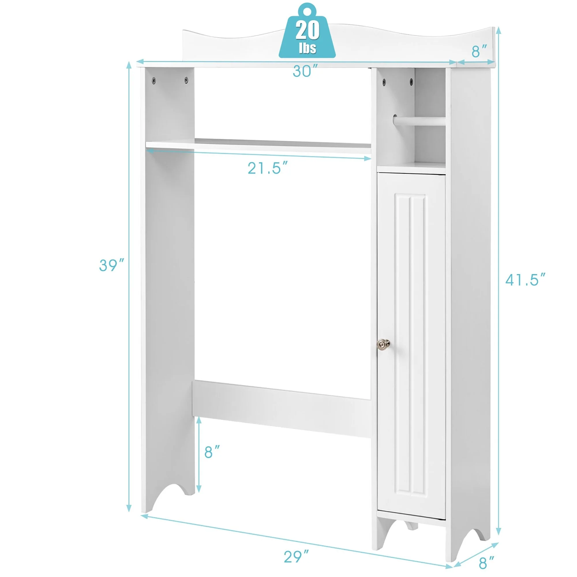 Bathroom Space Saver Toilet Storage Cabinet with Adjustable Shelves