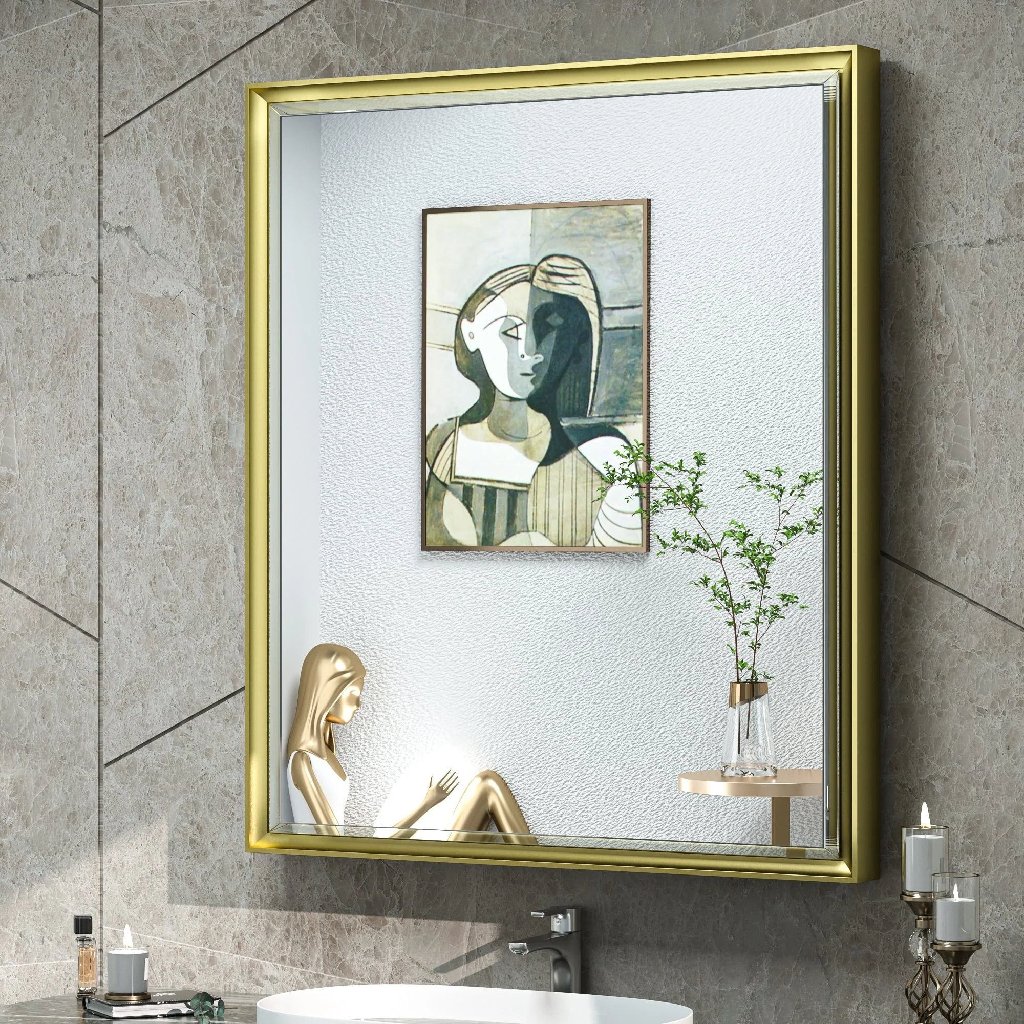 TokeShimi Medicine Cabinets for Bathroom with Mirror, Beveled Framed