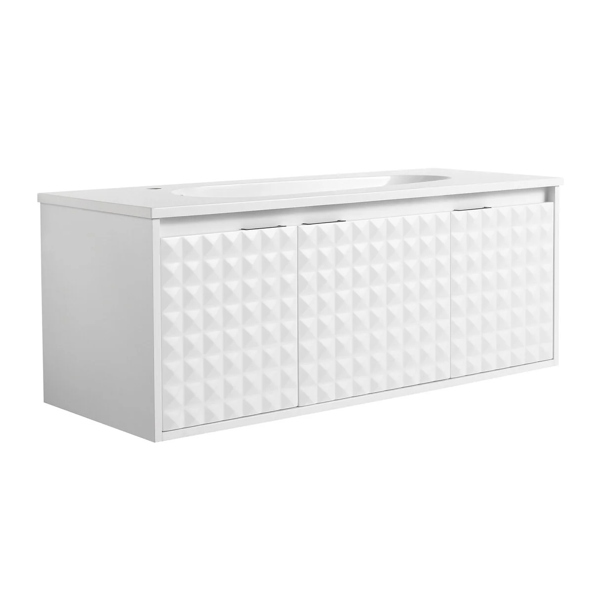 24/ 48 inch Wall Mounted Bathroom Vanity Set in White with Integrated Resin Sink