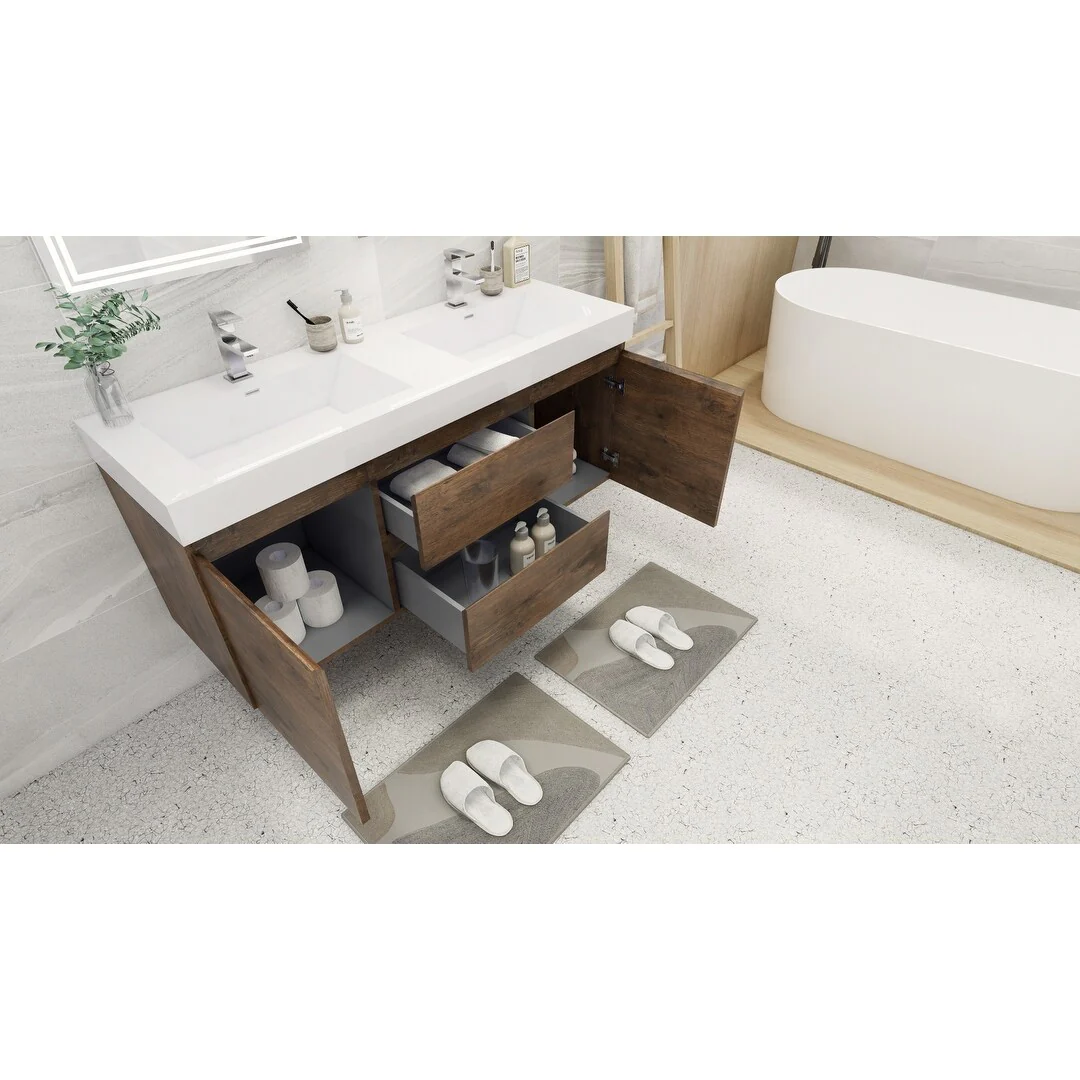 Baillie 60'' Wall-Mounted Vanity with Double Reinforced Acrylic Sink