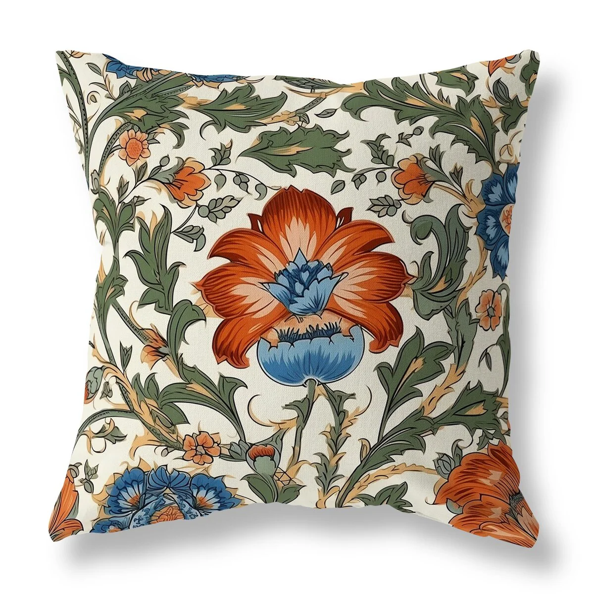 Green And Red Mughal Era Garden Treasures Indoor/Outdoor Throw Pillow Zipper