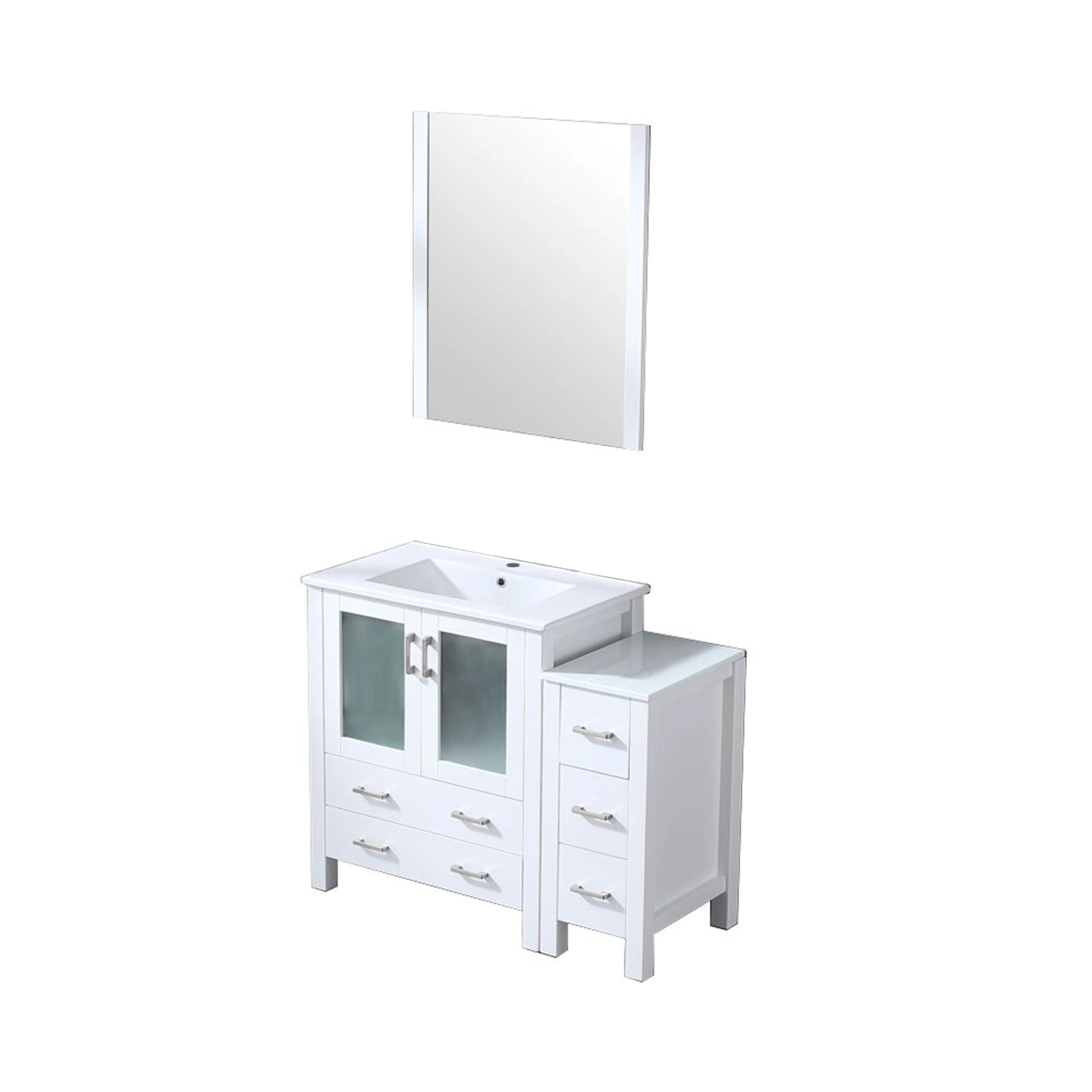 Volez Bath Vanity with Side Cabinet and Mirror