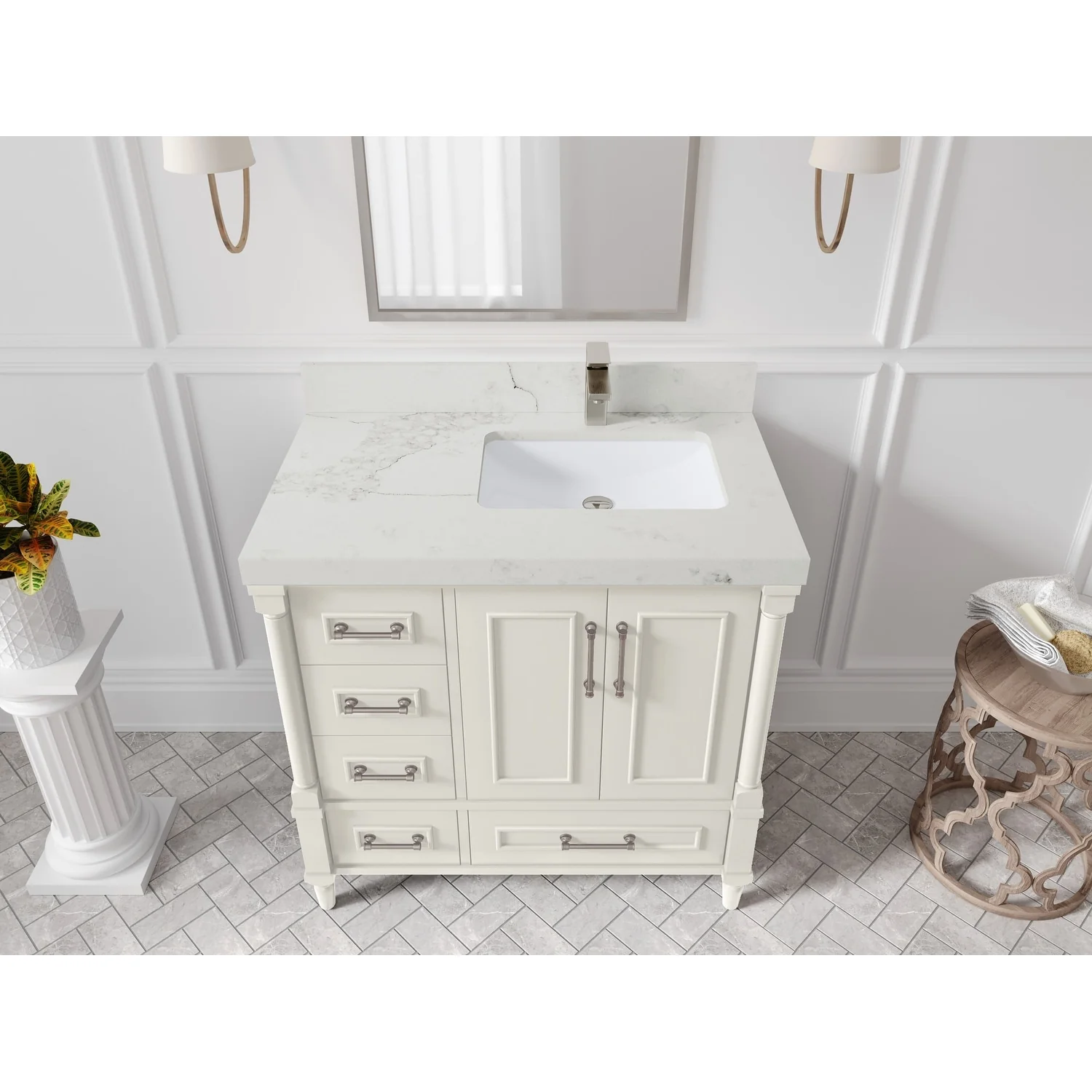 Willow Collections 36 in. W x 22 in. D Aberdeen Right Offset Sink Bathroom Vanity with Countertop