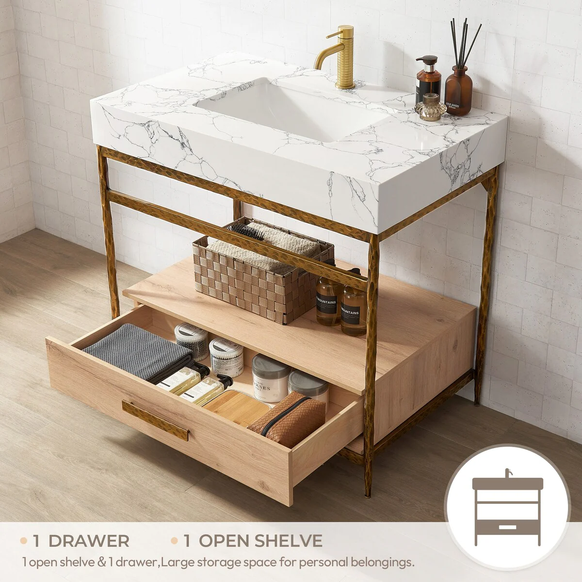 Dhaka Bath Vanity with Composite Stone Top without Mirror