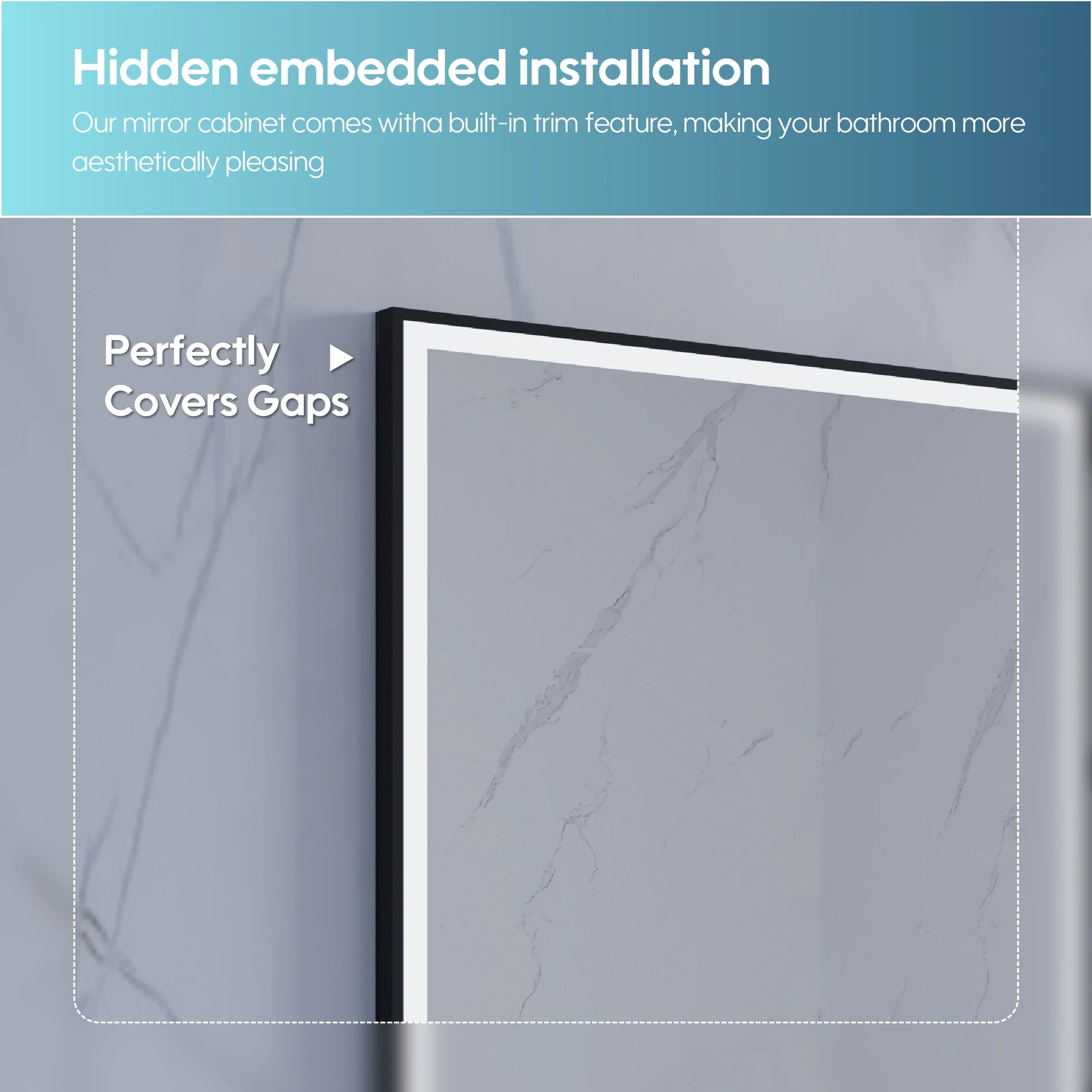 30 in. H Recessed or Surface Wall Mounted LED Mirror Cabinet With Black Side Cabinet