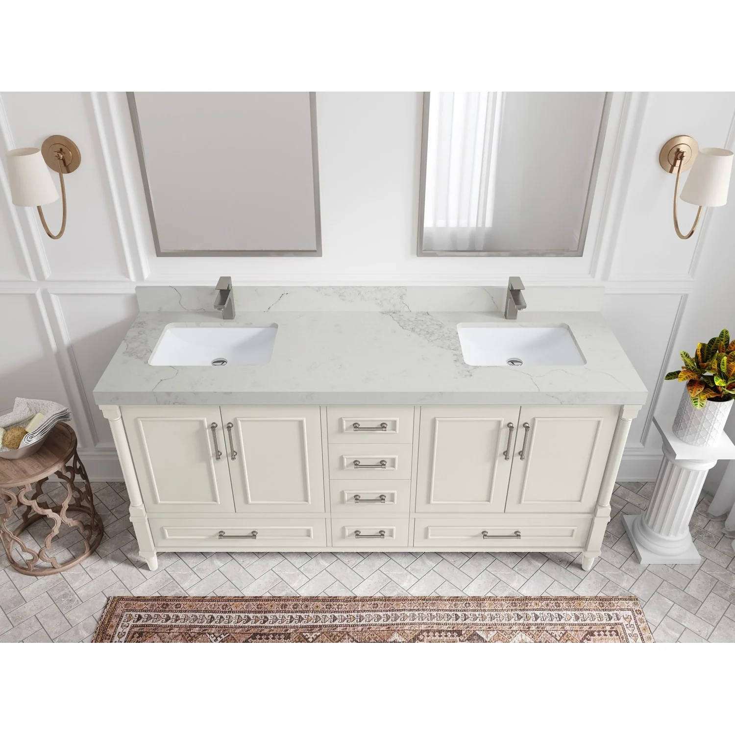 Willow Collections 72 in. W x 22 in. D Aberdeen Double Sink Bathroom Vanity with Countertops