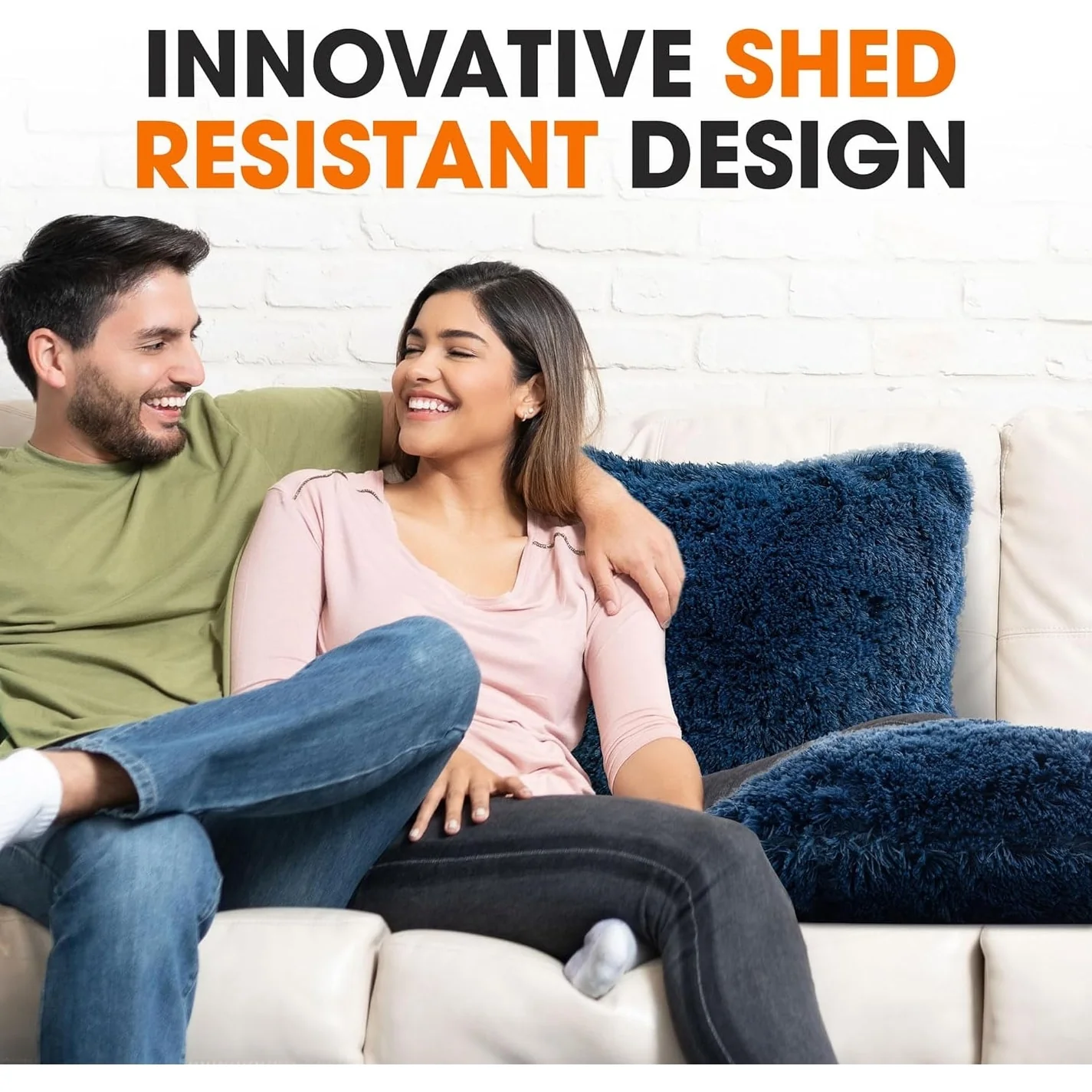 Cheer Collection Shaggy Long Hair Throw Pillows (Set of 2)