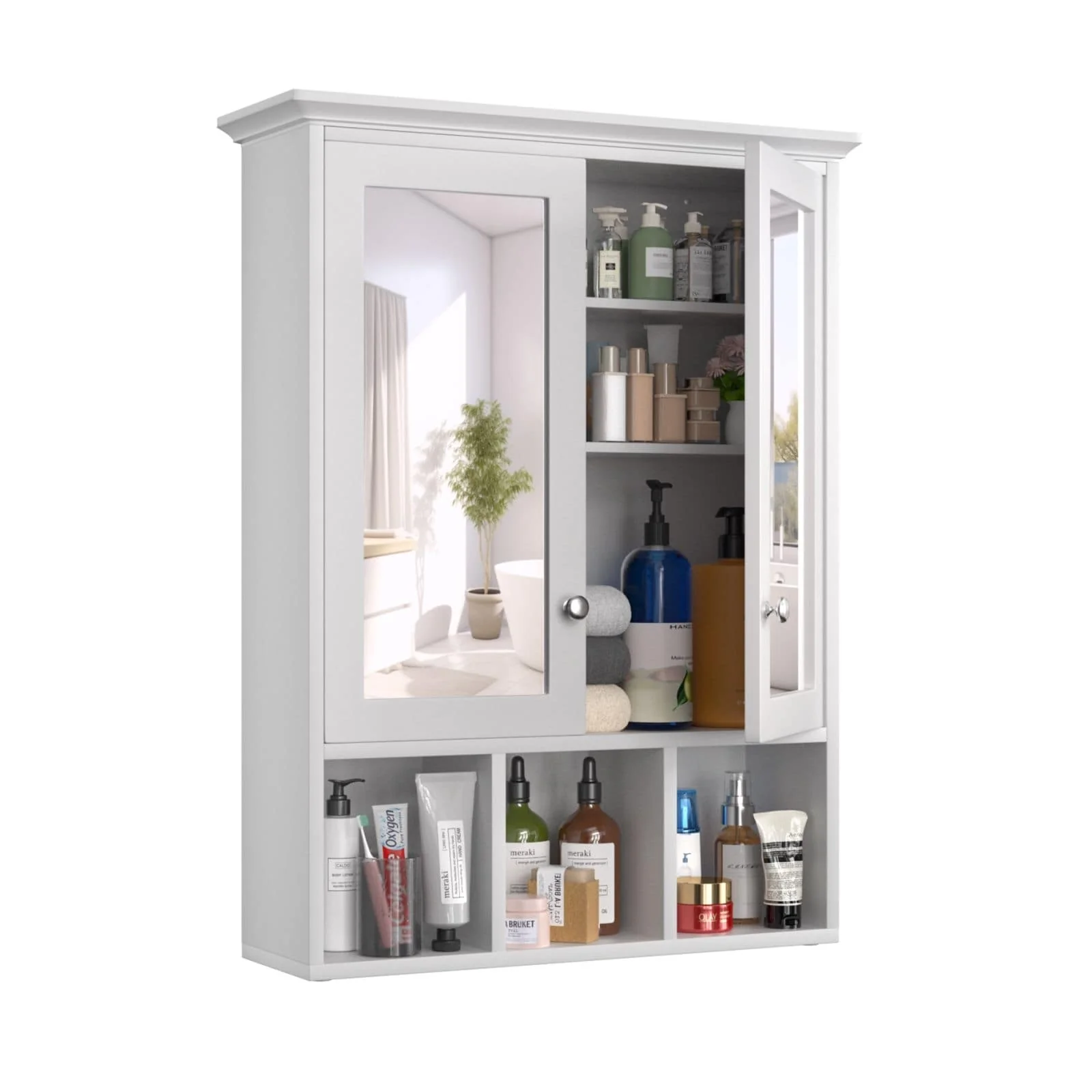 VEIKOUS Oversized Bathroom Medicine Cabinet Wall Mounted Storage with Mirrors