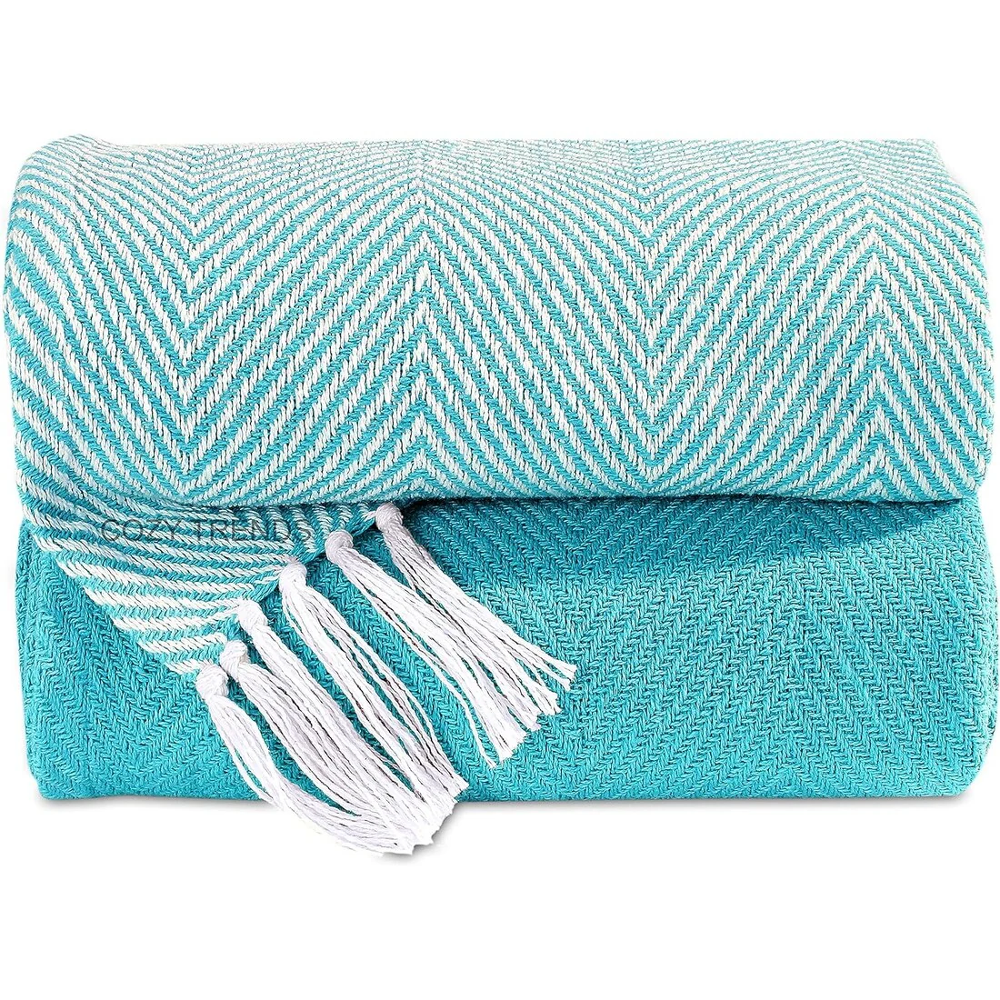 Handwoven Luxurious Cotton Sofa Couch Bed Throw Blankets All Season - Set of 2 (50''x60'')