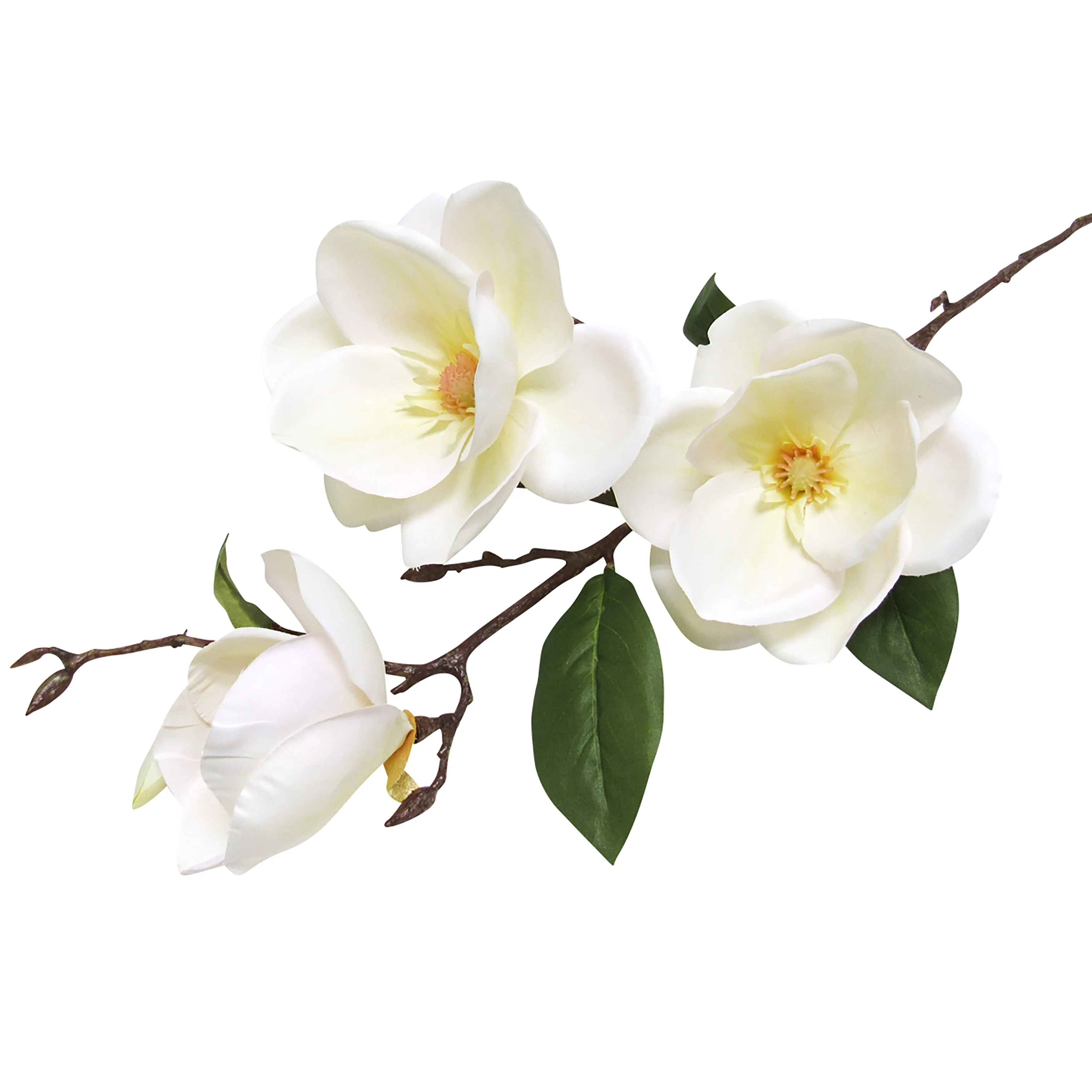 Set of 2 Large Cream White Artificial Magnolia Flower Stem Spray 38in - 38