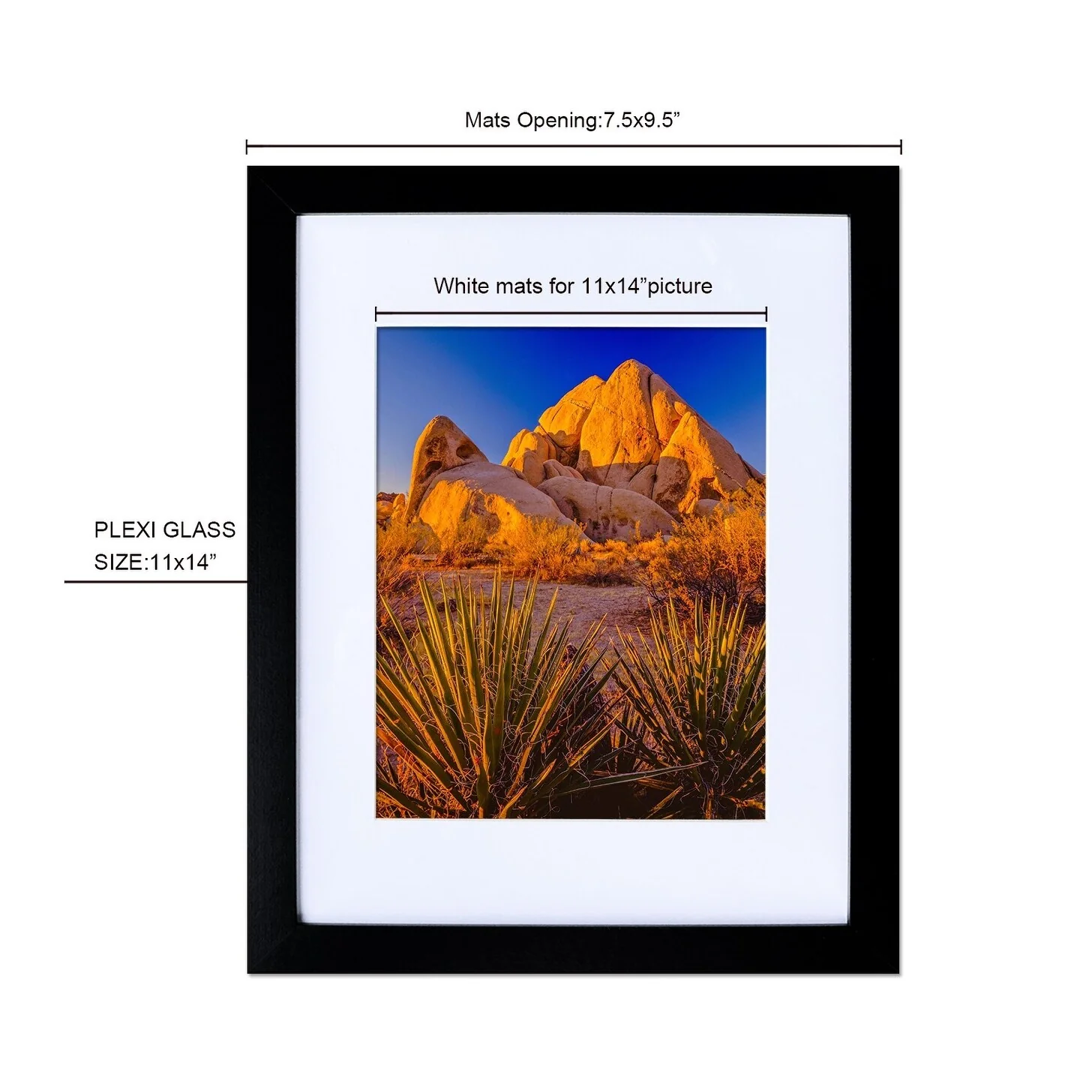 US Pride Furniture 11x14 Inch Wood Picture Frame - Set of 2