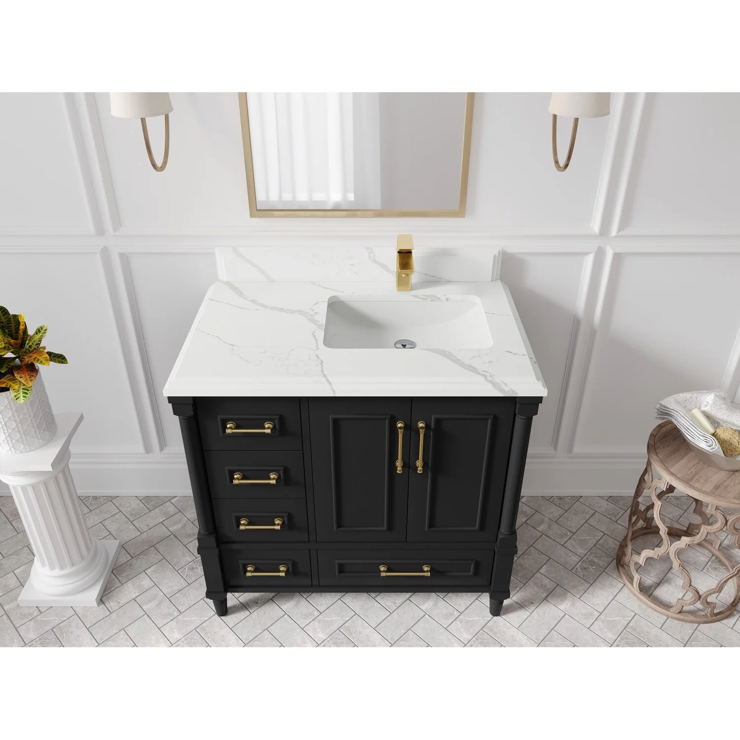 Willow Collections 36 in. W x 22 in. D Aberdeen Right Offset Sink Bathroom Vanity with Countertop
