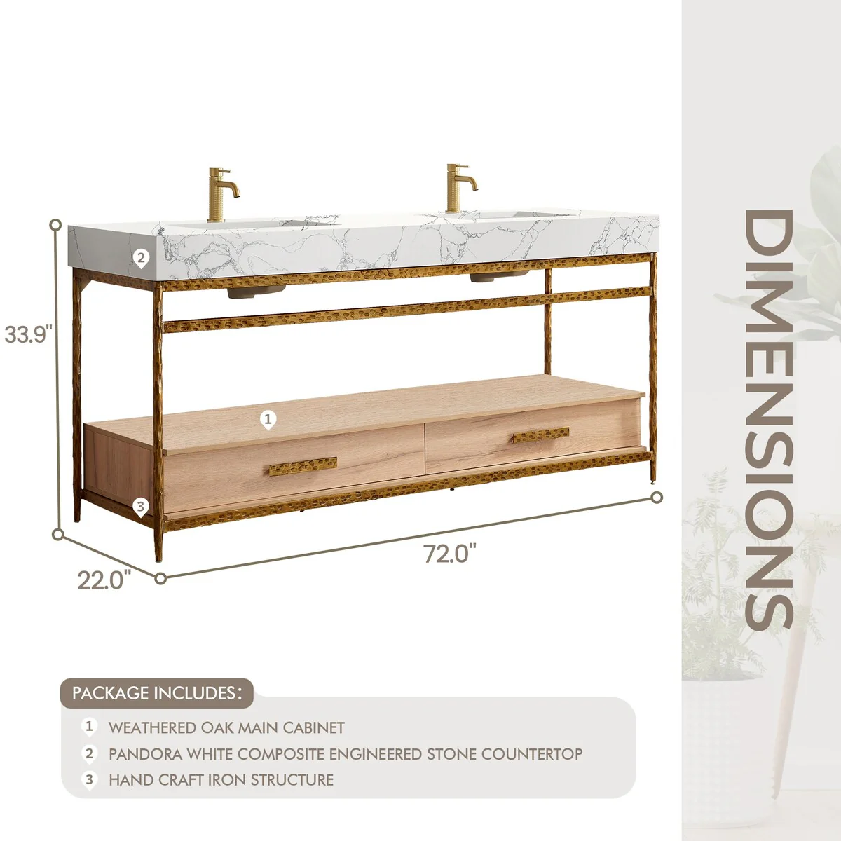 Dhaka Bath Vanity with Composite Stone Top without Mirror