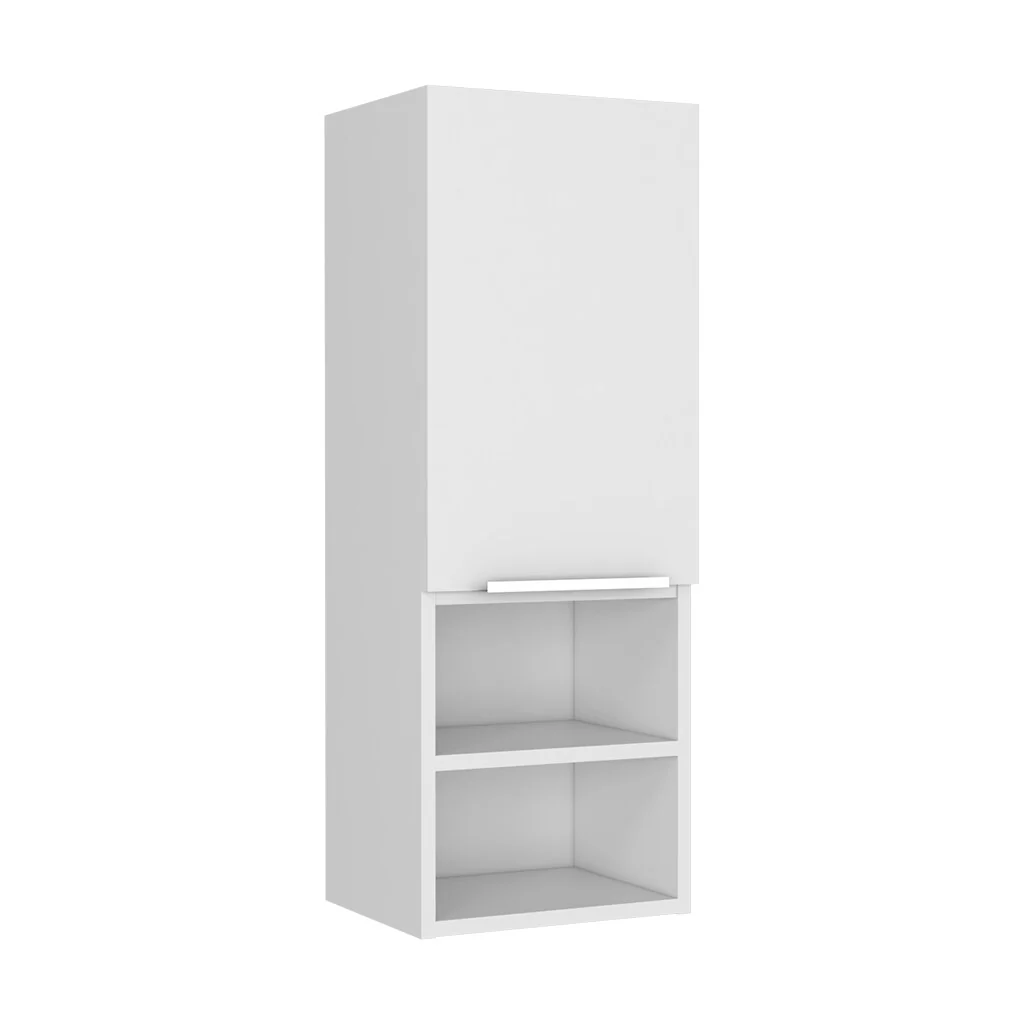 Modern Wood Medicine Cabinet, Compact Bathroom Medicine Cabinet with 1 Door and Open Shelves, 32.08 
