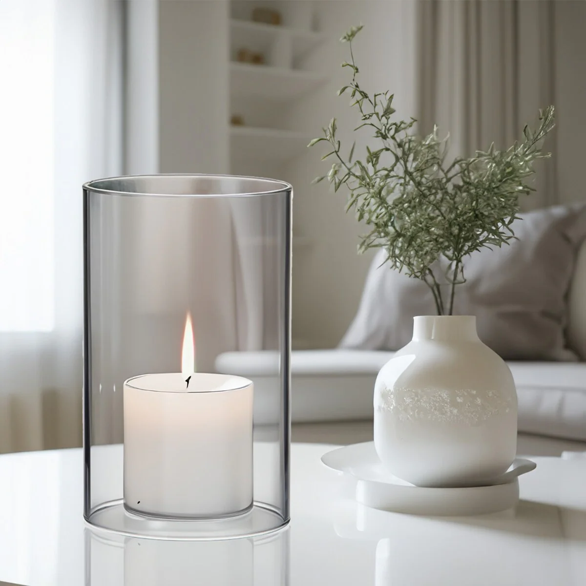 Clear Glass Cylinder Hurricane Chimney Tube, Candle Cover - 1 Piece