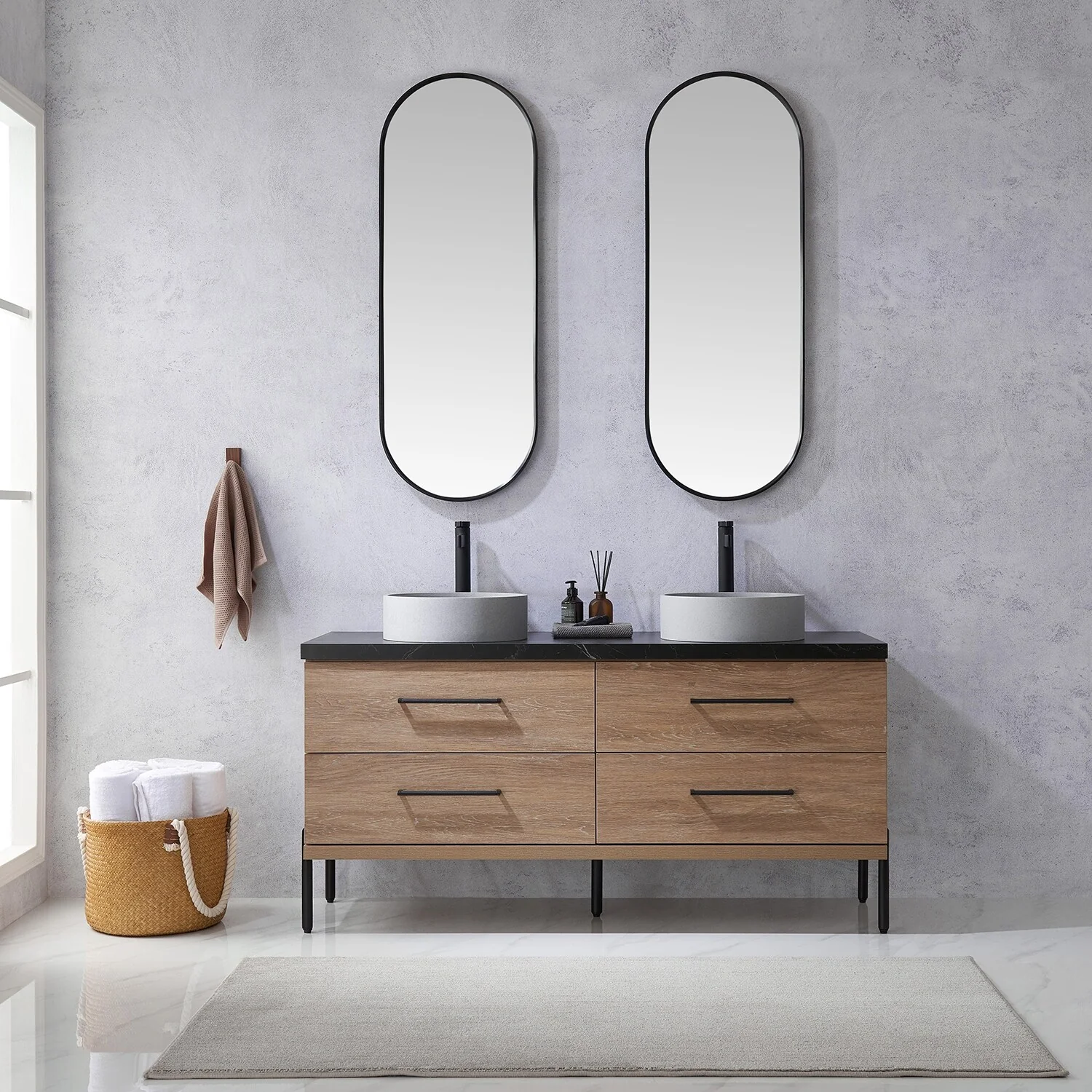 Trento Bath Vanity with Sintered Stone Top with Concrete Sink (C)