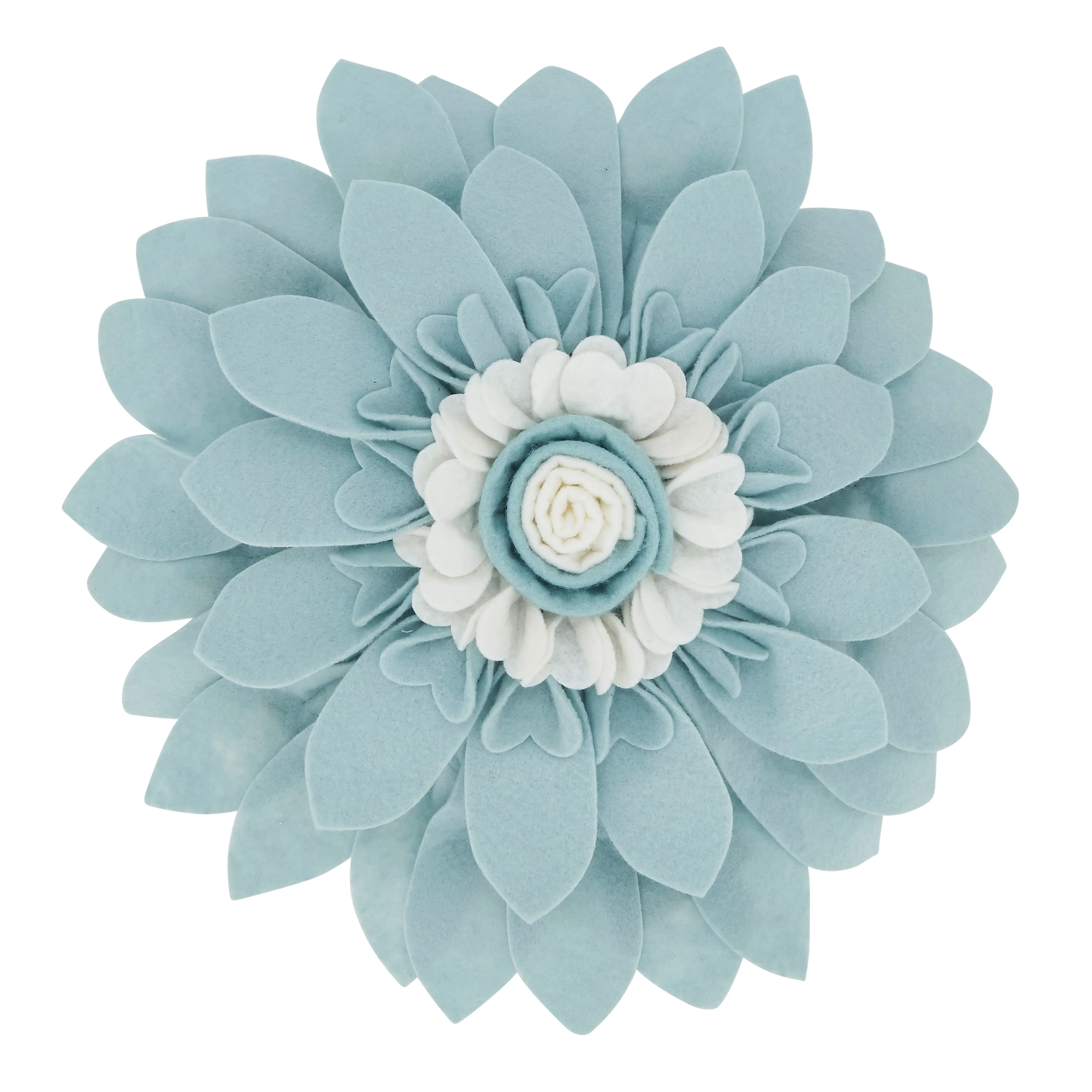 Felt Flower Design Poly-Filled Throw Pillow