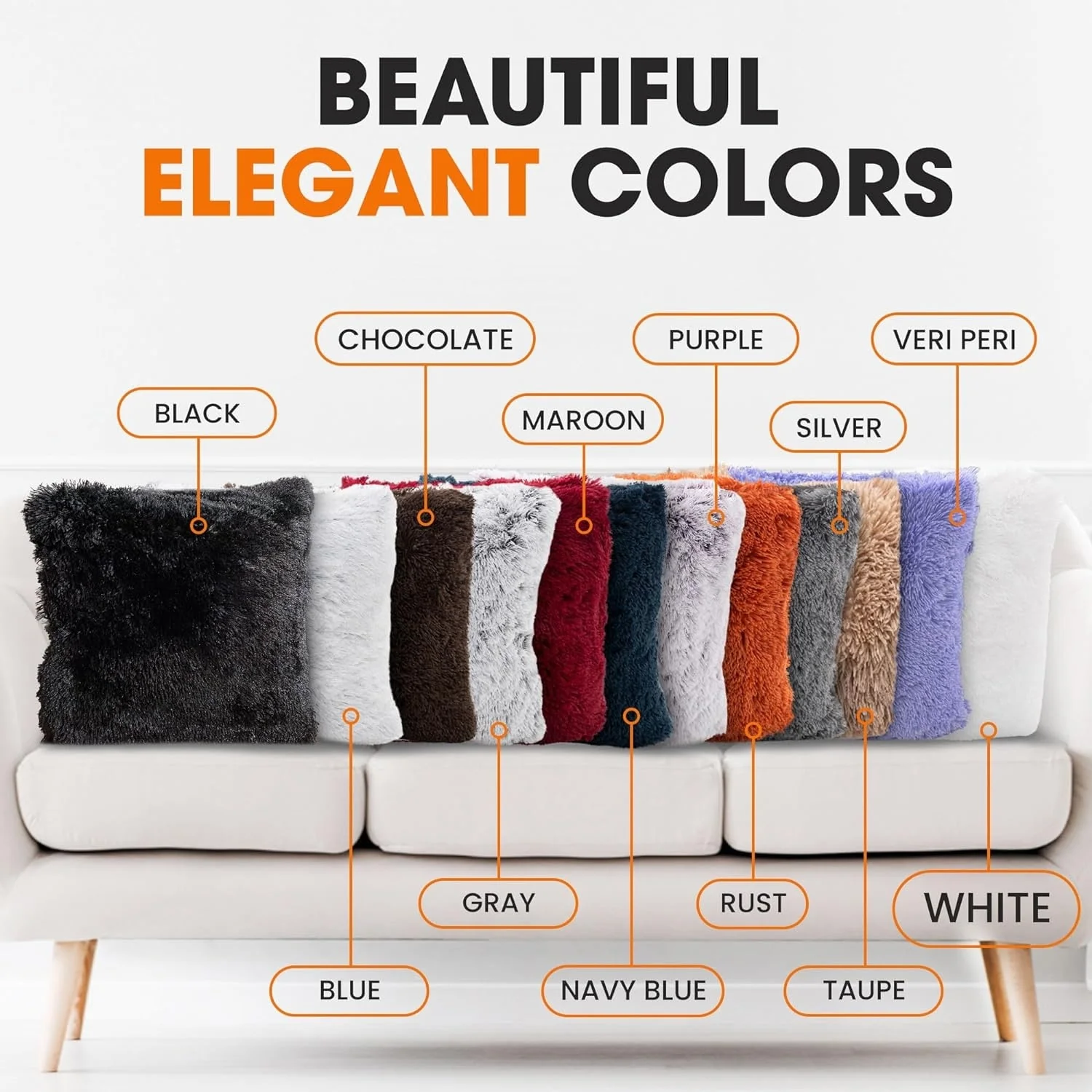 Cheer Collection Shaggy Long Hair Throw Pillows (Set of 2)