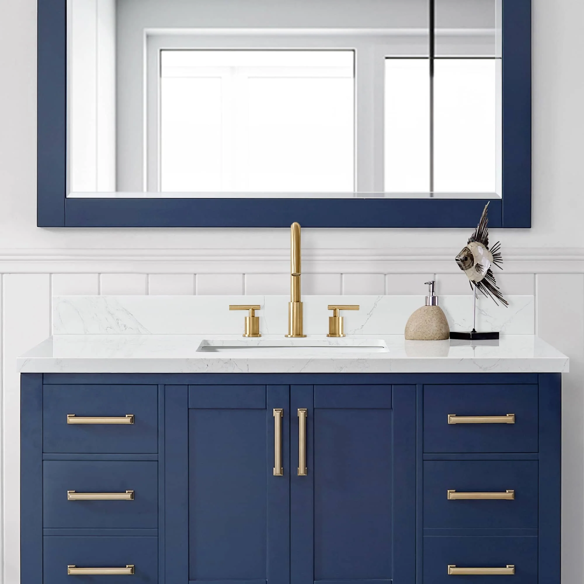 Jaen Composite Stone Vanity Top with White Rectangular Sink