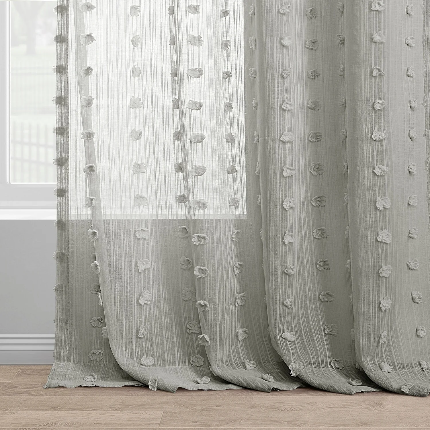 Exclusive Fabrics Strasbourg Dot Patterned Faux Linen Sheer Curtain (1 Panel)